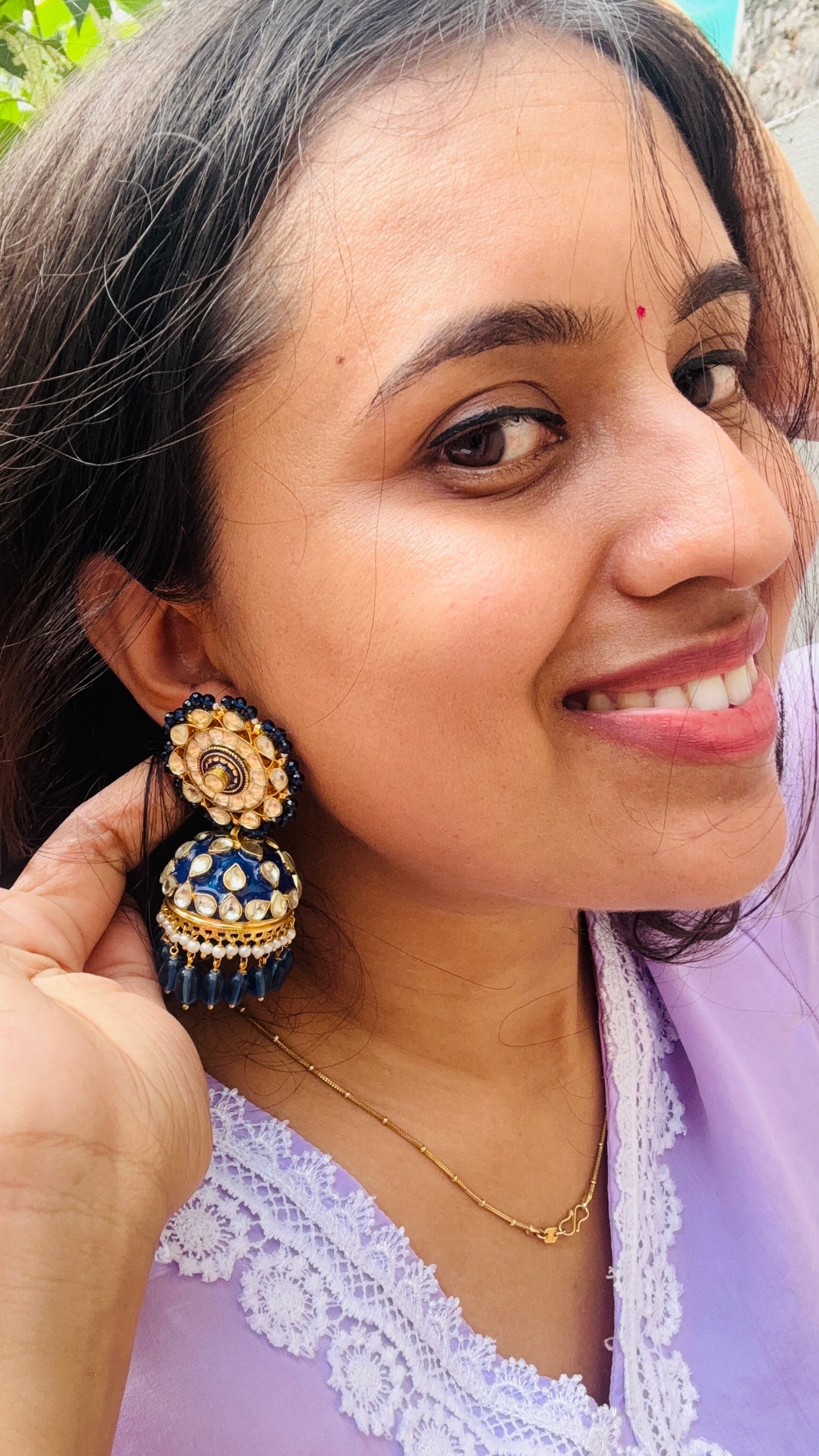 Meera Antique Kundan Meenakari Jhumka