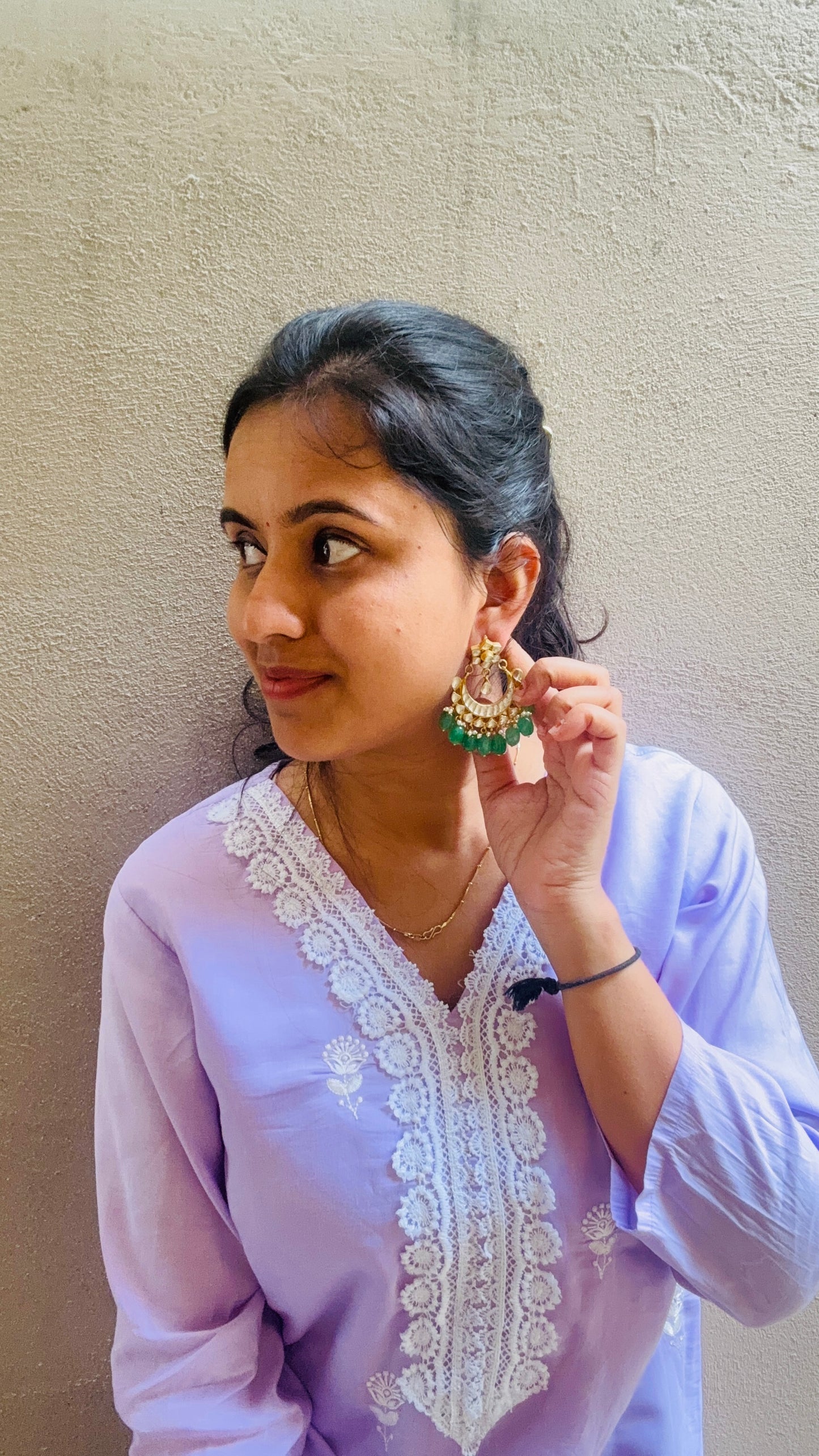Kundan Green Chandbali