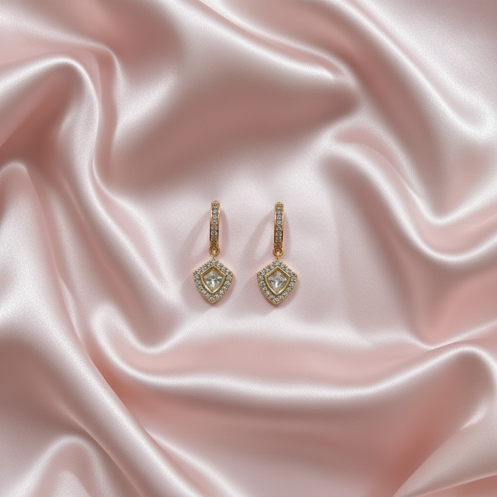 Kundan Gold Crystal Drop Earrings
