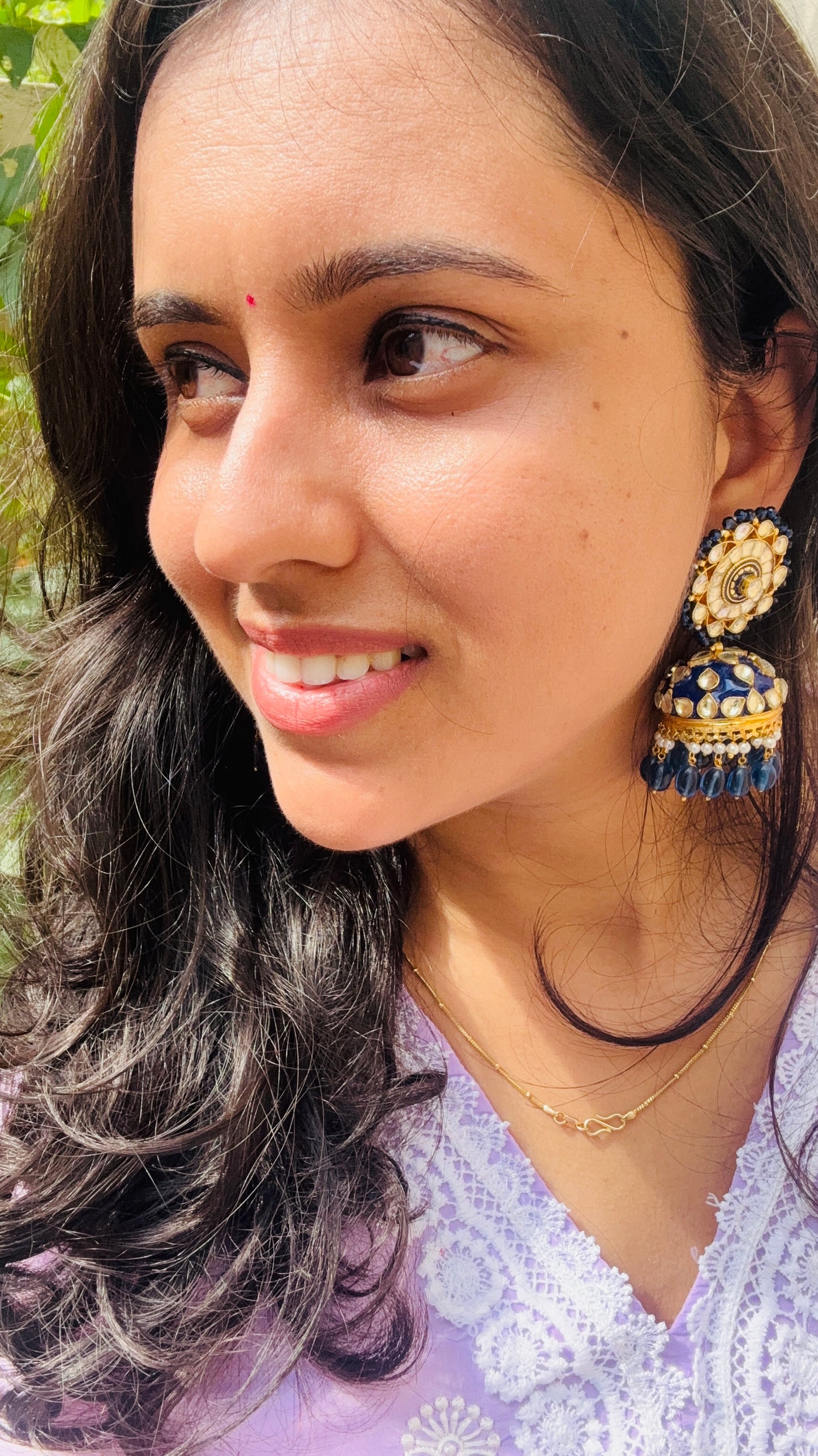 Meera Antique Kundan Meenakari Jhumka