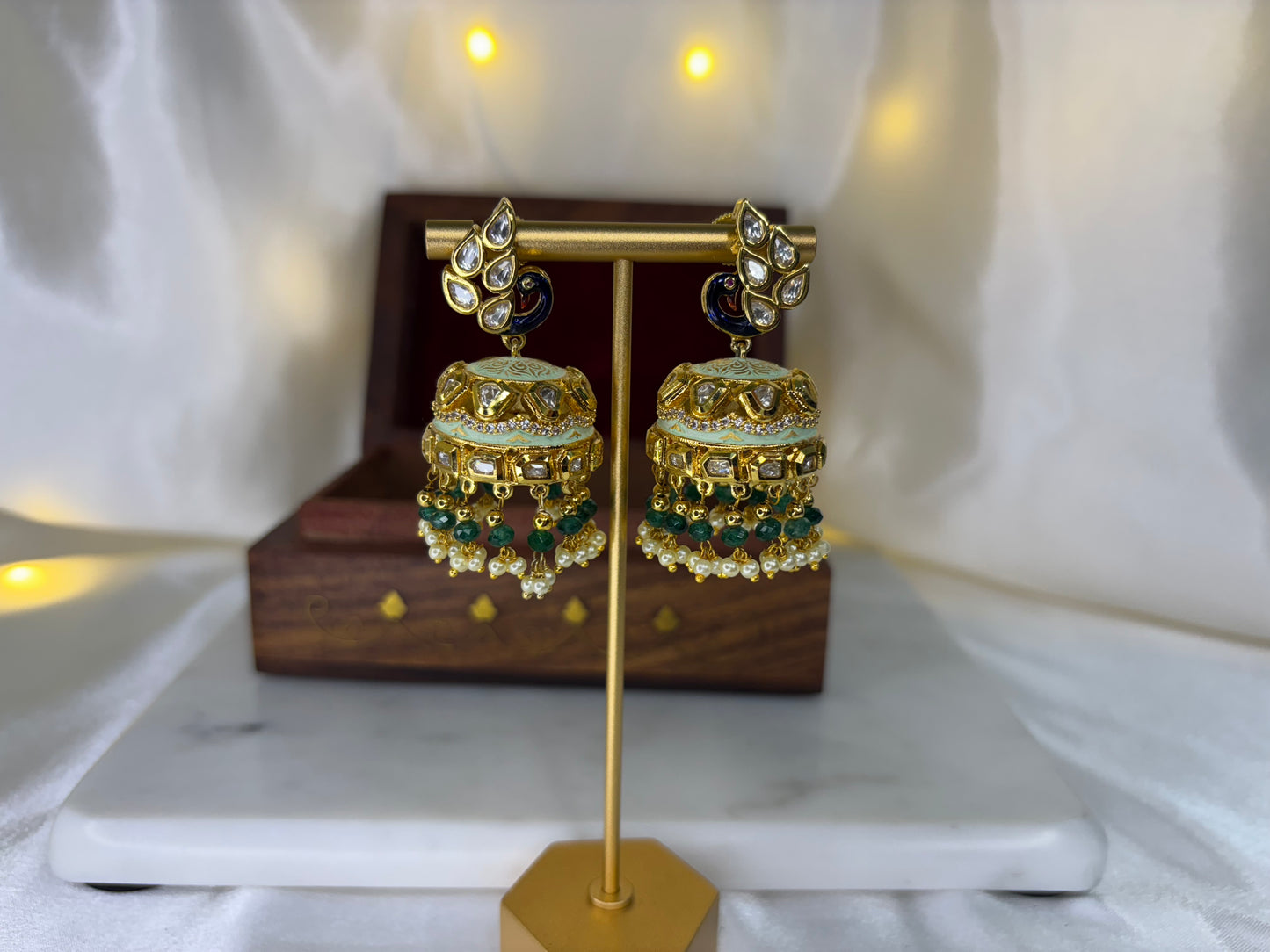 Peacock floral green Jhumkas
