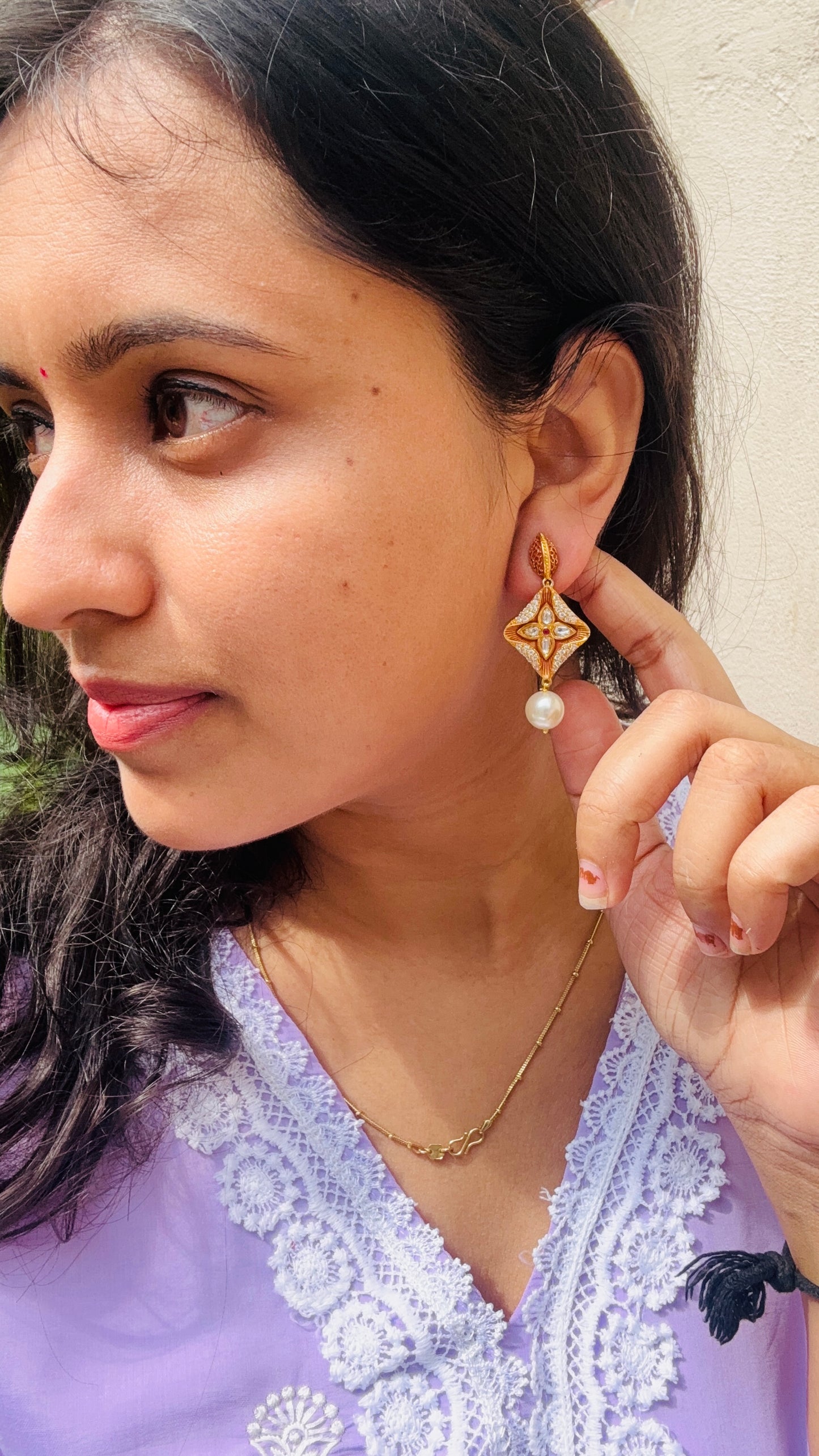 Star Pink Pearl Earrings