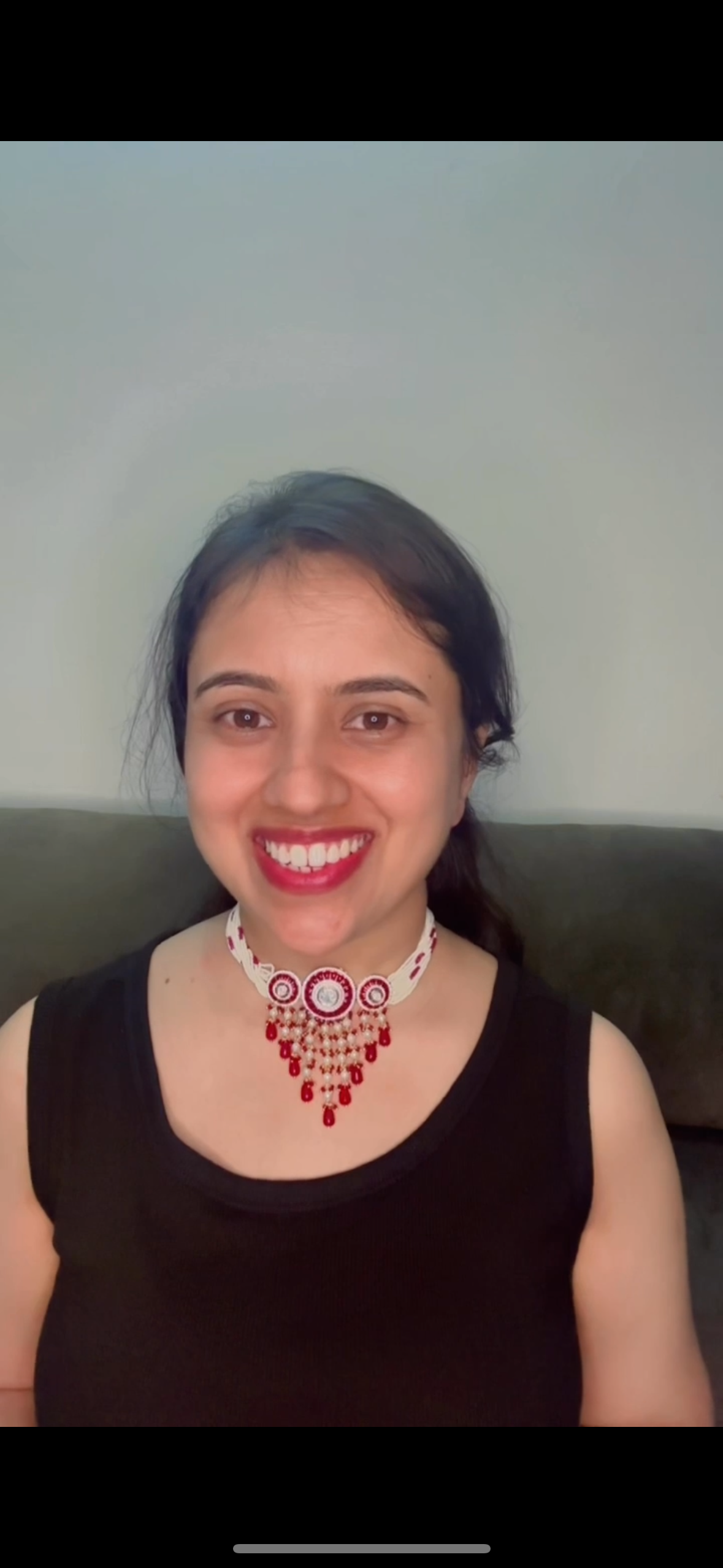 Red White Kundan Jadau Necklace Set