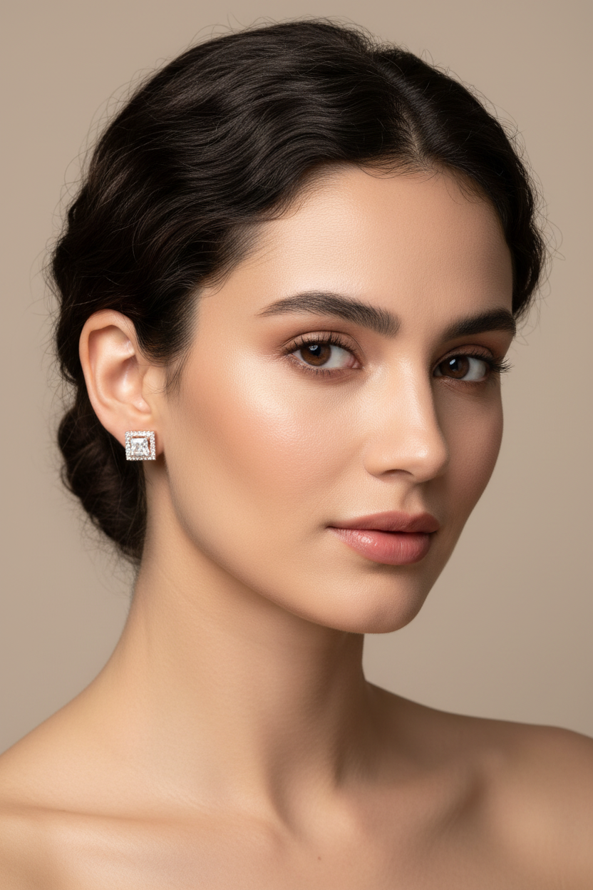 AD Stud Earrings for Women | American Diamond Gold Tone Studs