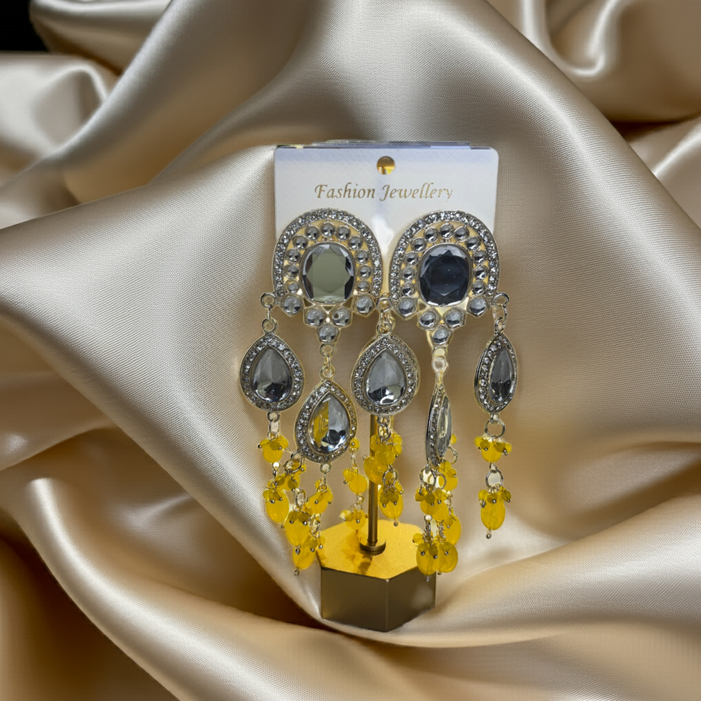 Mirrored stones Beaded Droplets Earrings