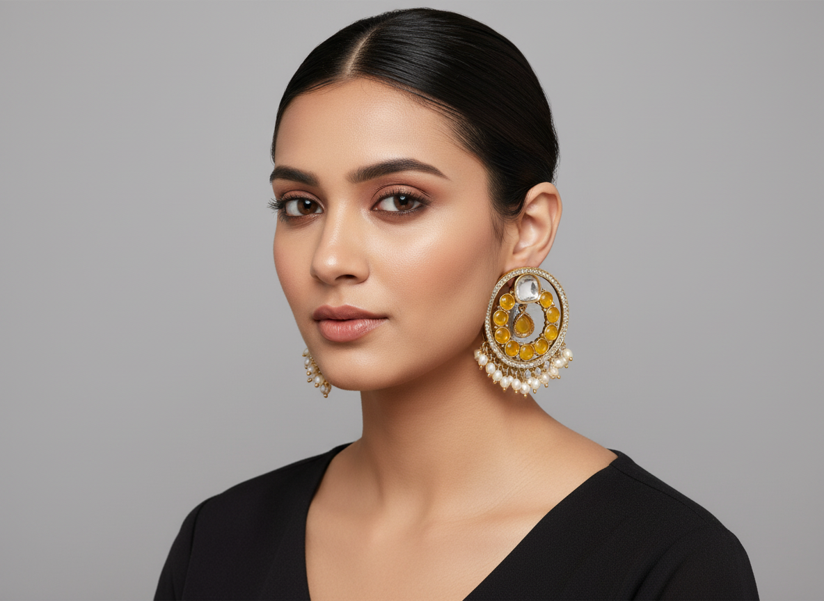 Round Kundan Earrings
