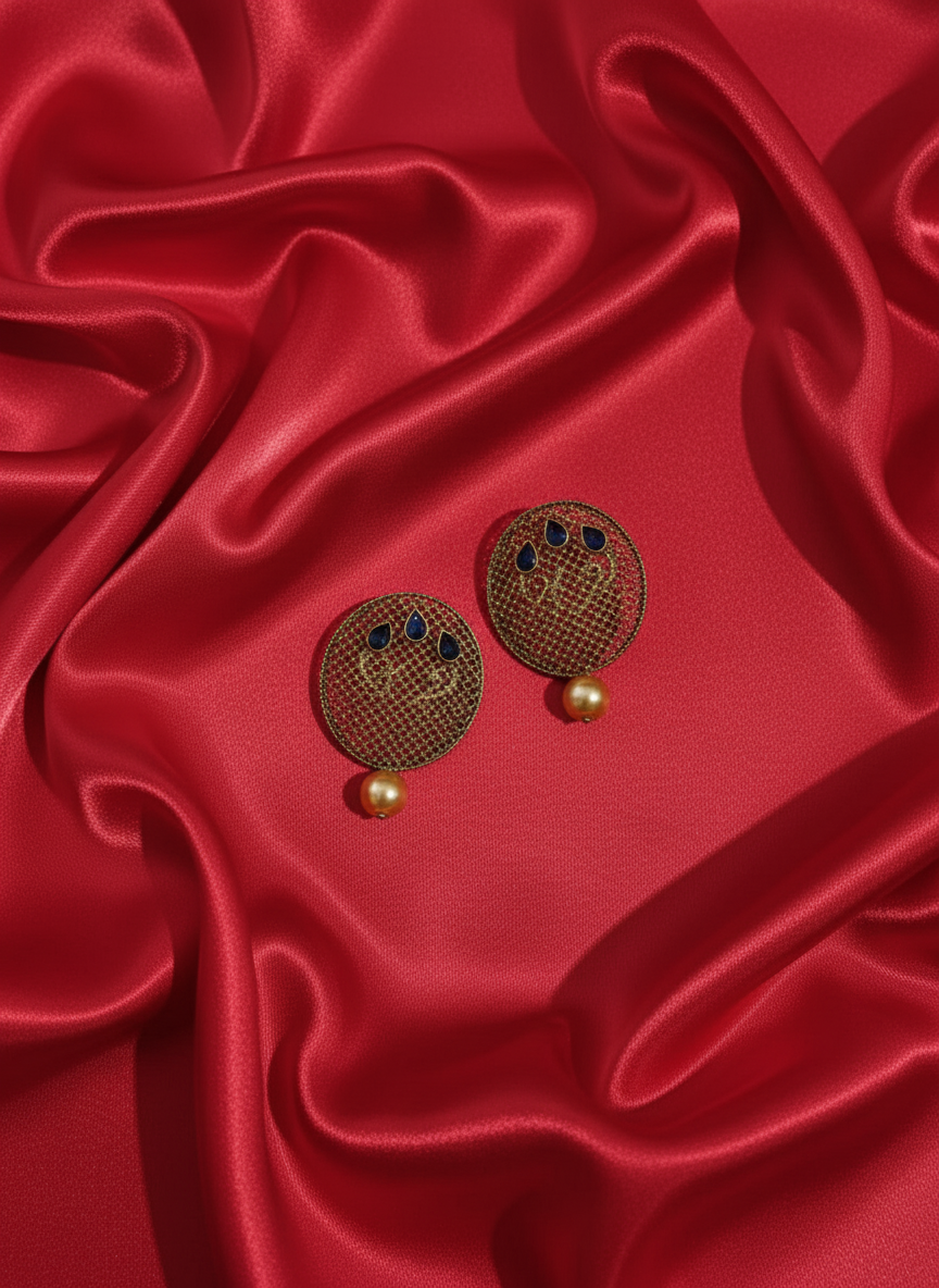 Oval Red Drop Earrings