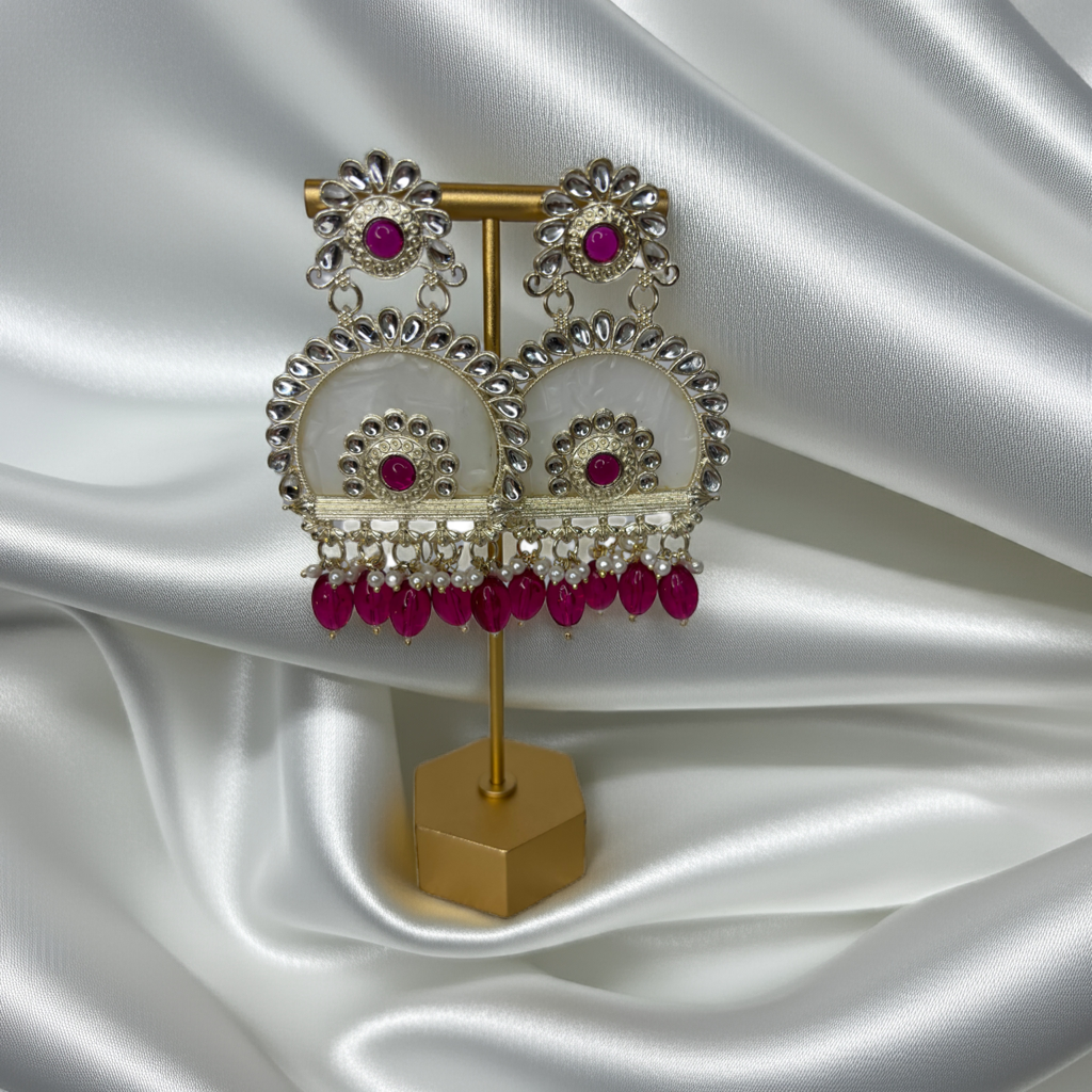 Marbled kundan chandbali