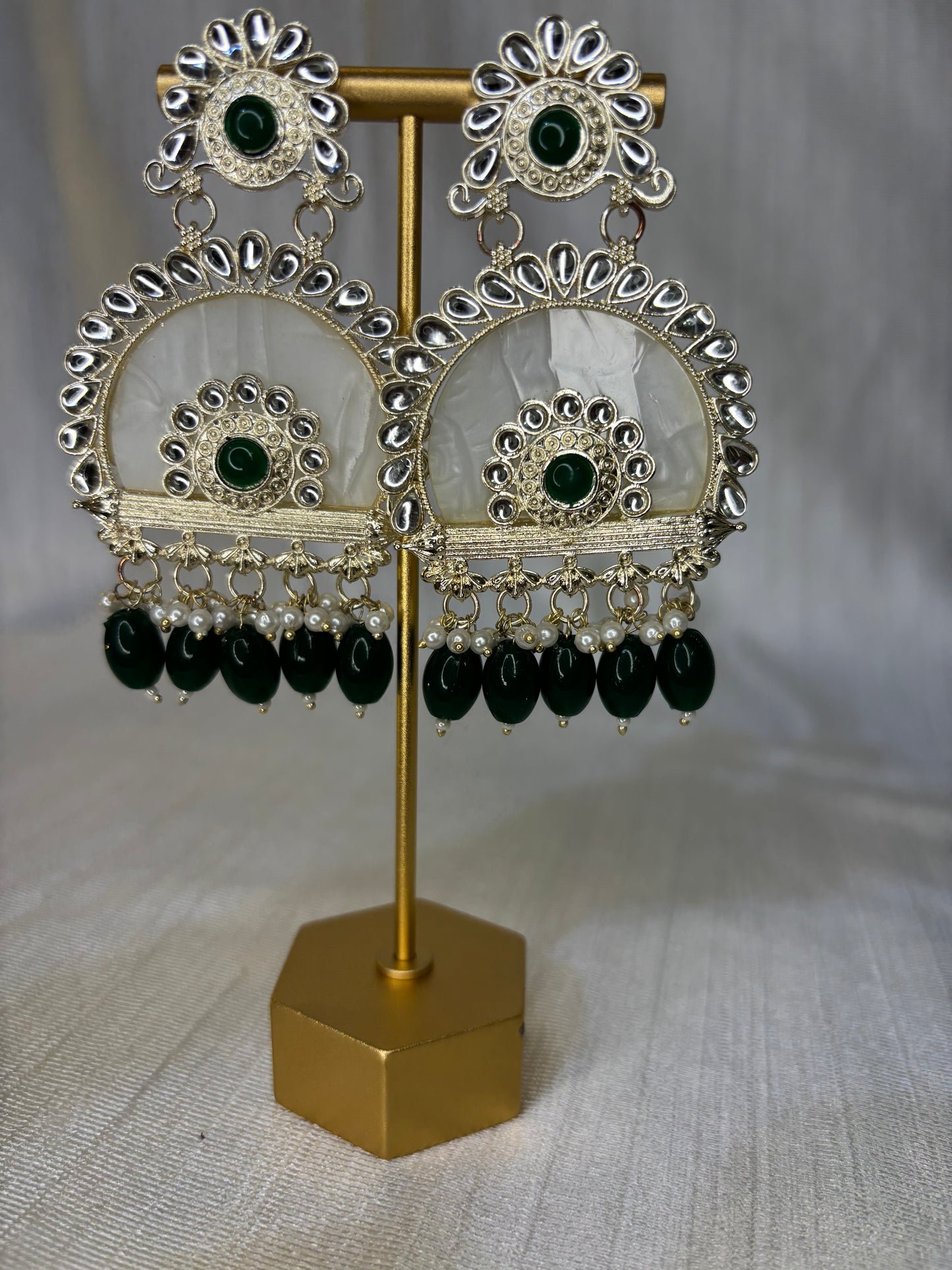Marbled kundan chandbali