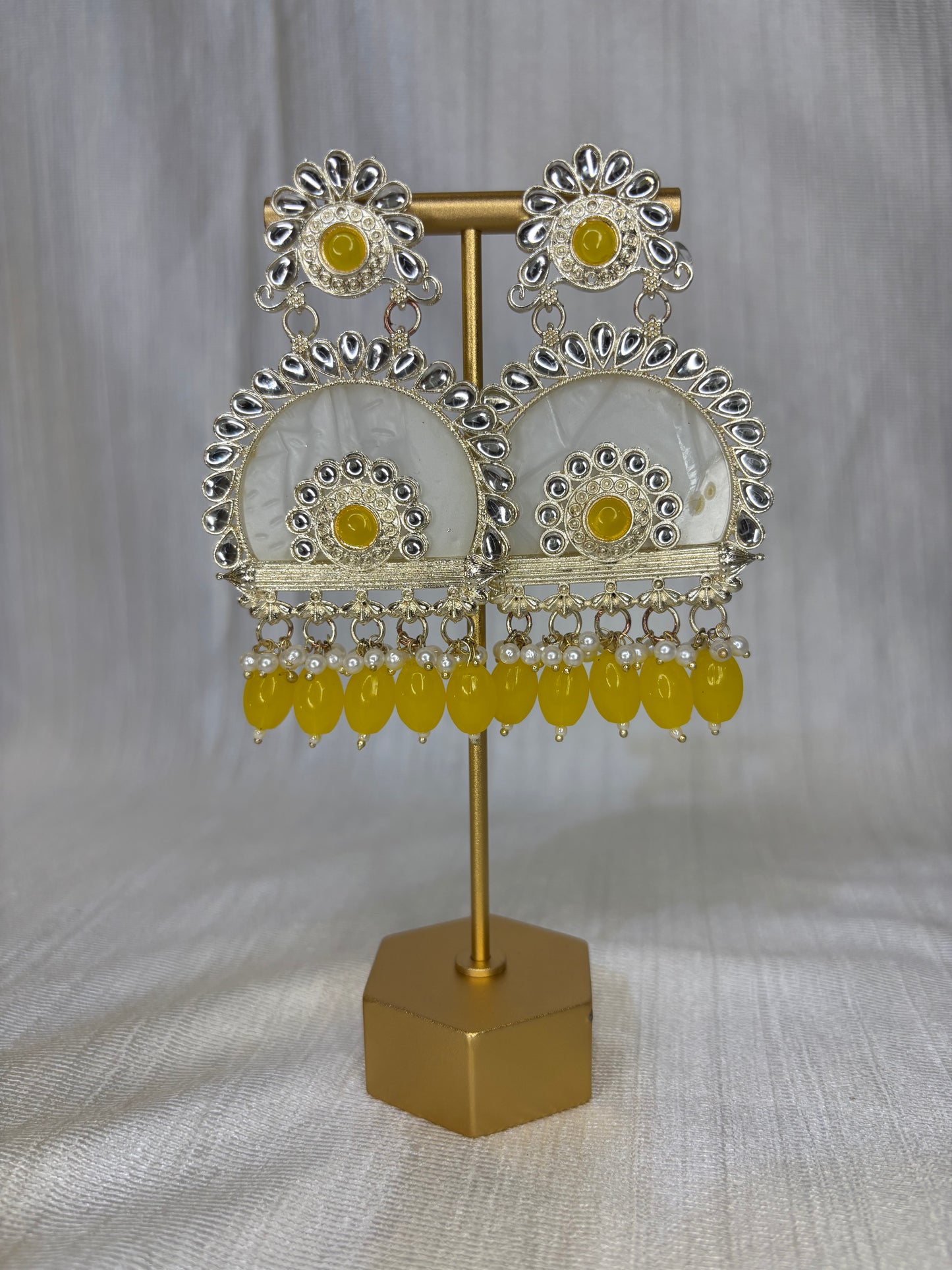 Marbled kundan chandbali