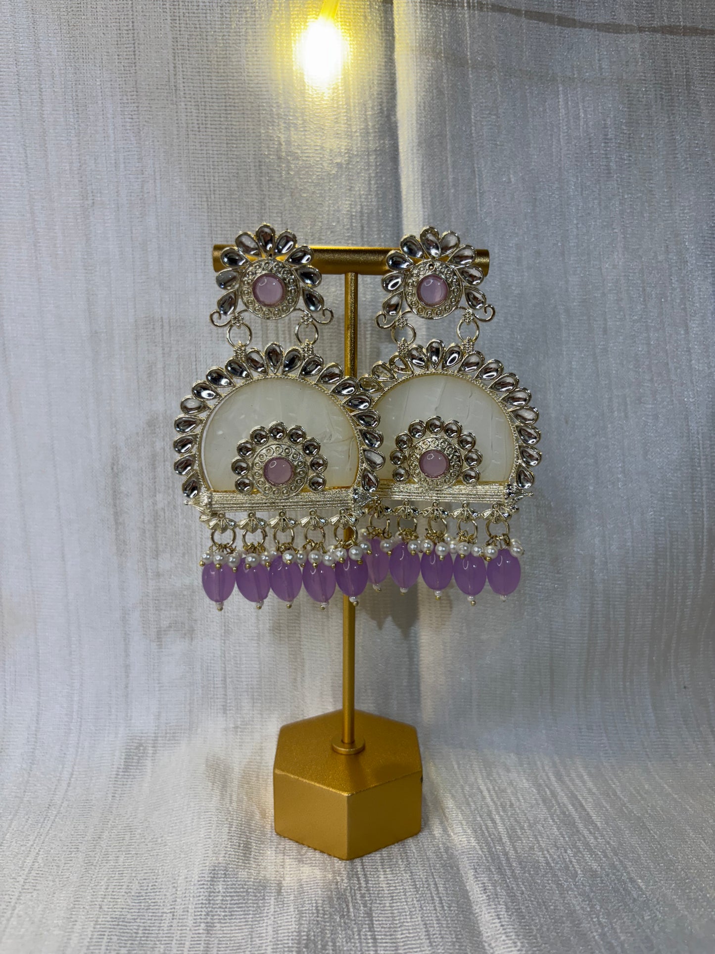 Marbled kundan chandbali