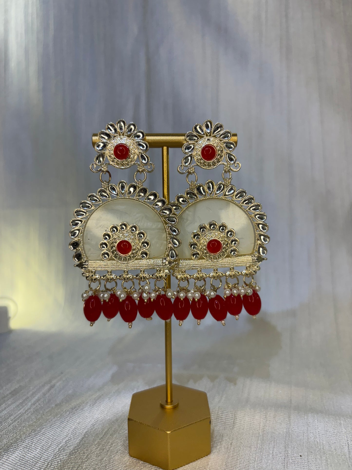 Marbled kundan chandbali