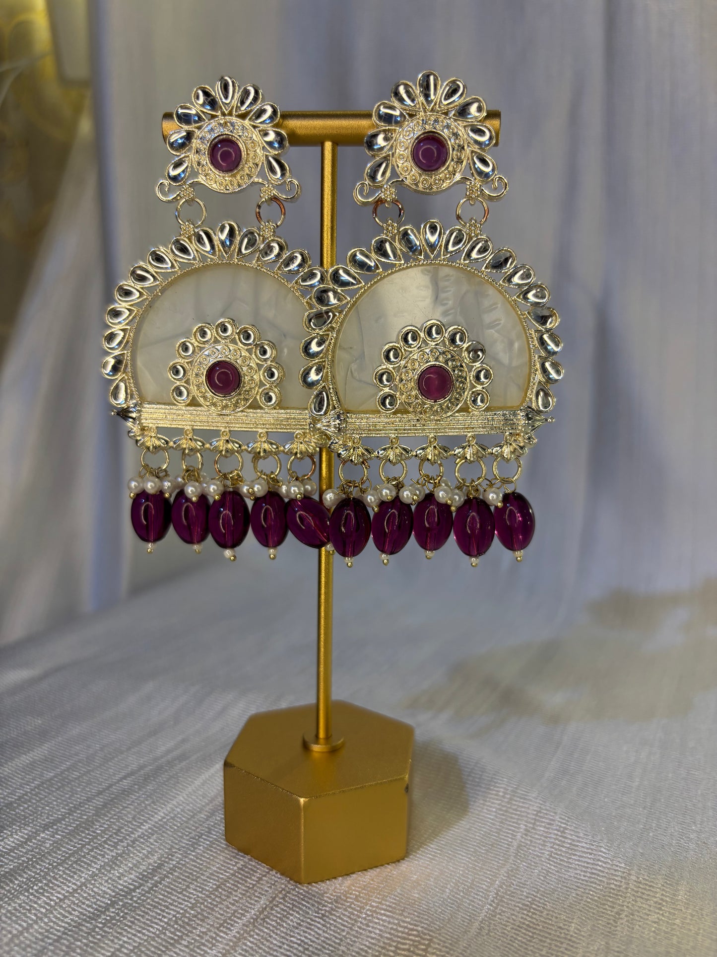 Marbled kundan chandbali