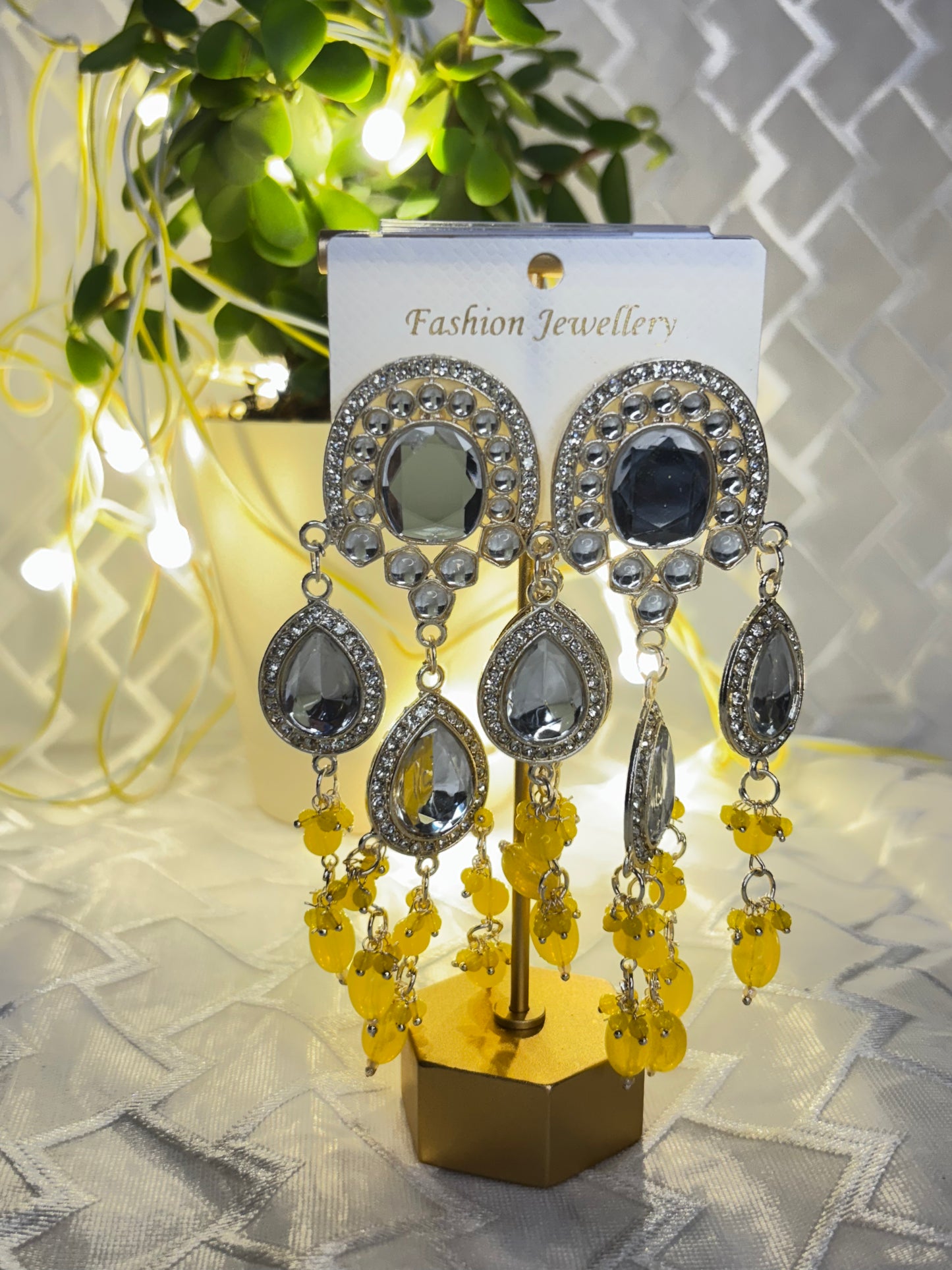 Mirrored stones Beaded Droplets Earrings