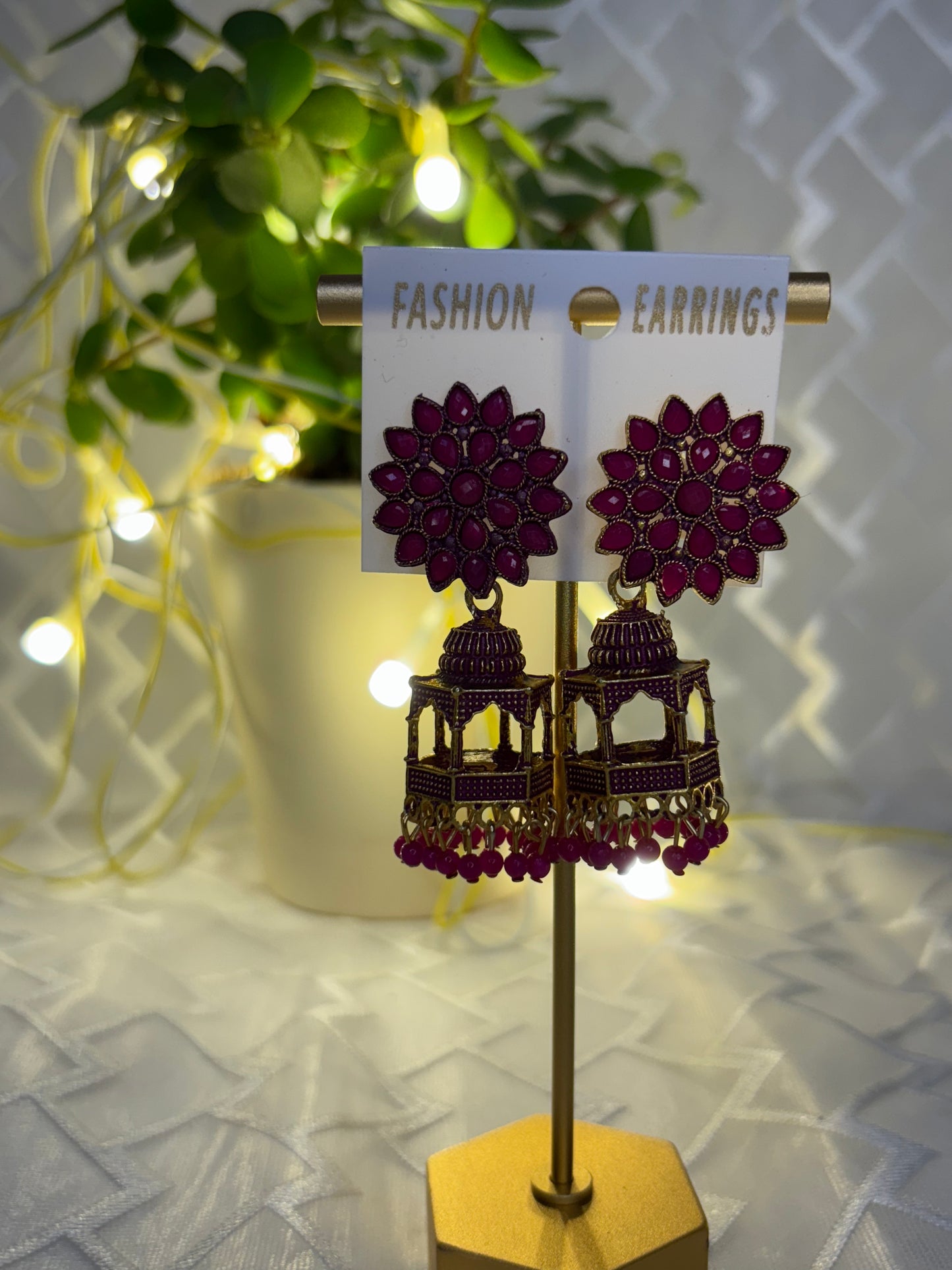 Jharoka Style Floral Jhumka