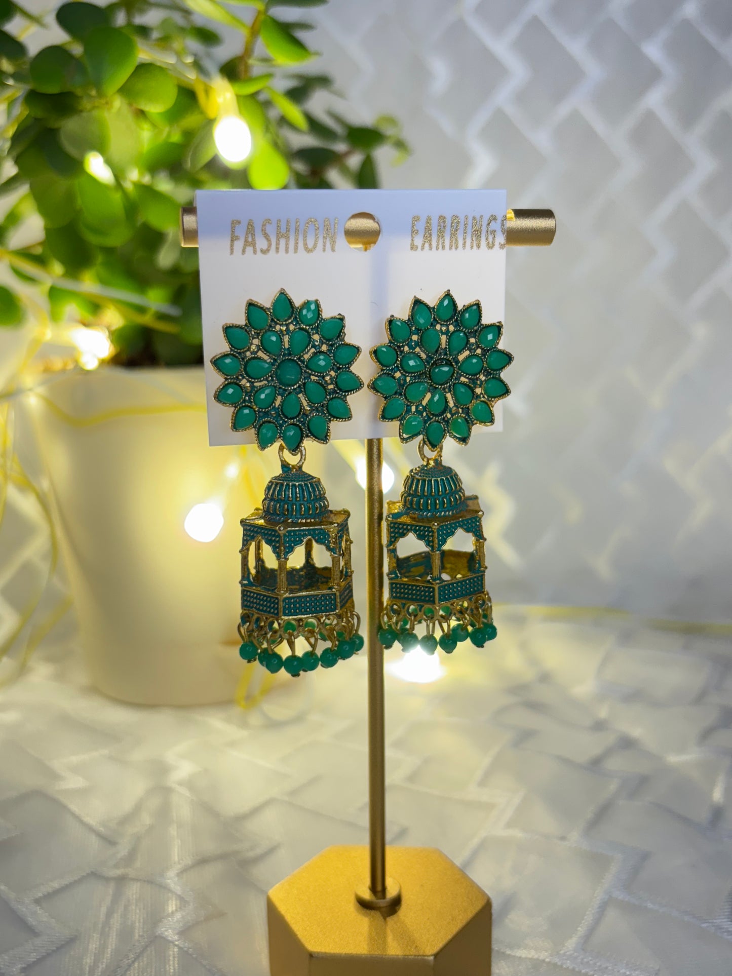 Jharoka Style Floral Jhumka