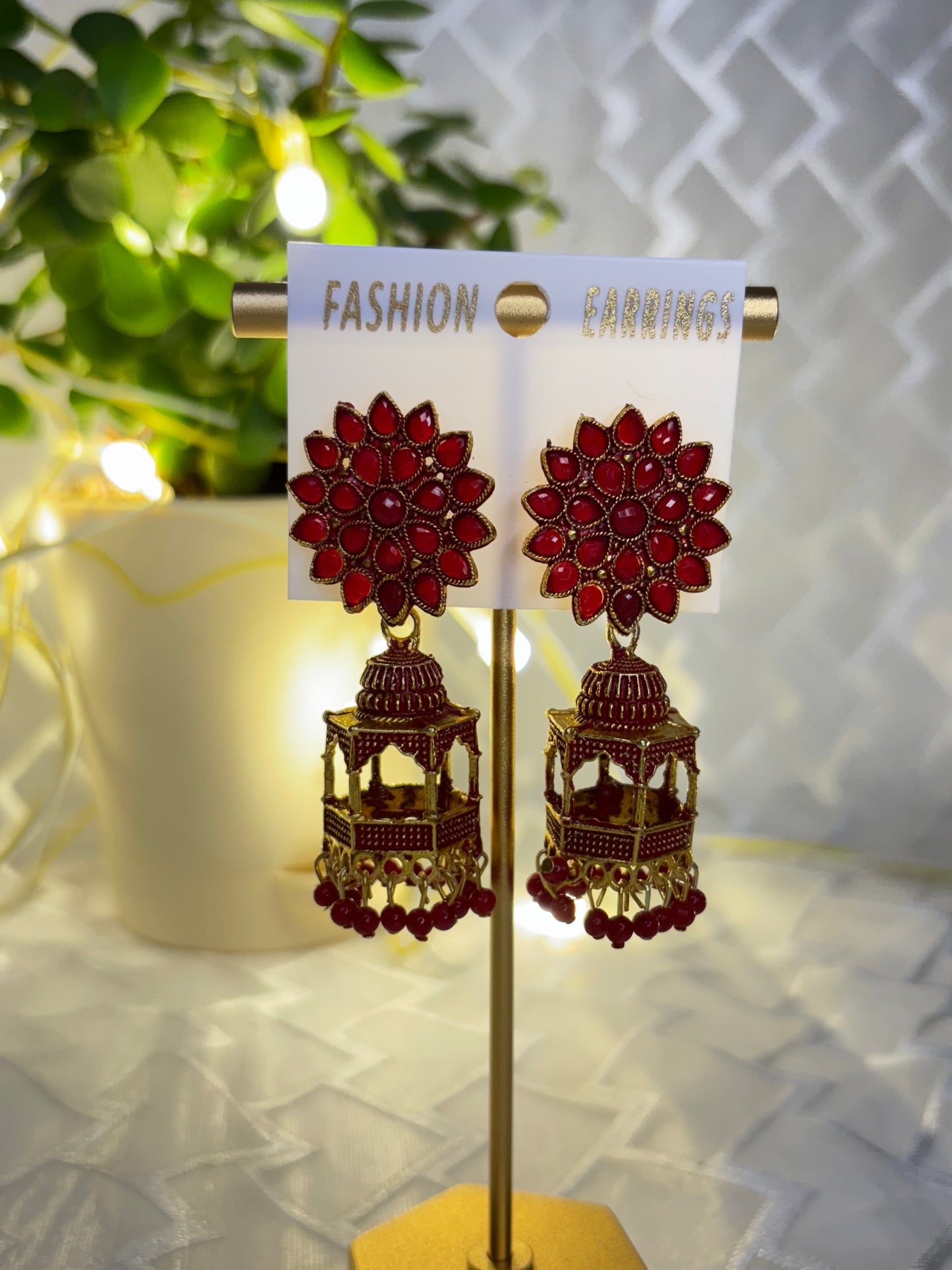 Jharoka Style Floral Jhumka