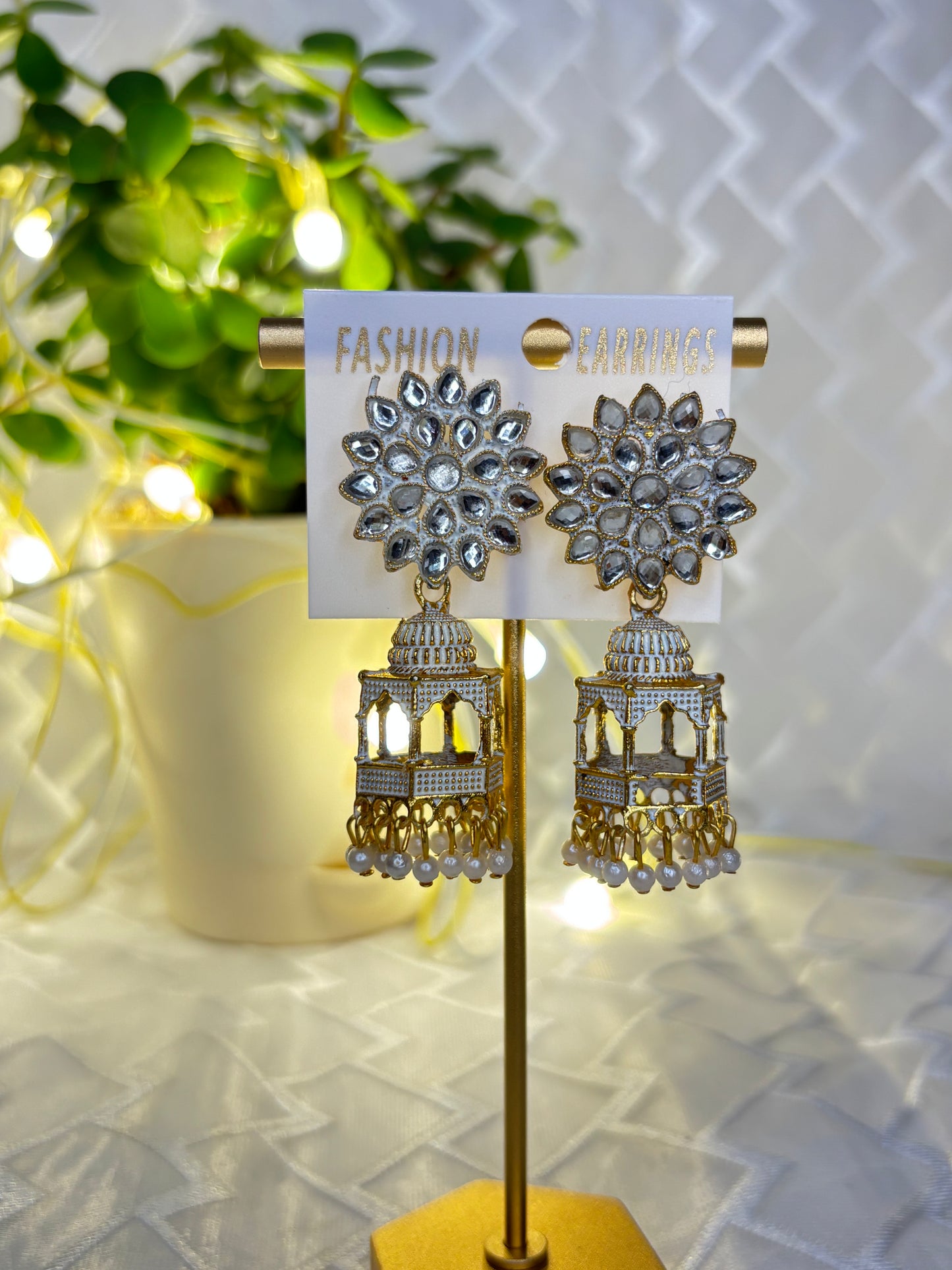 Jharoka Style Floral Jhumka