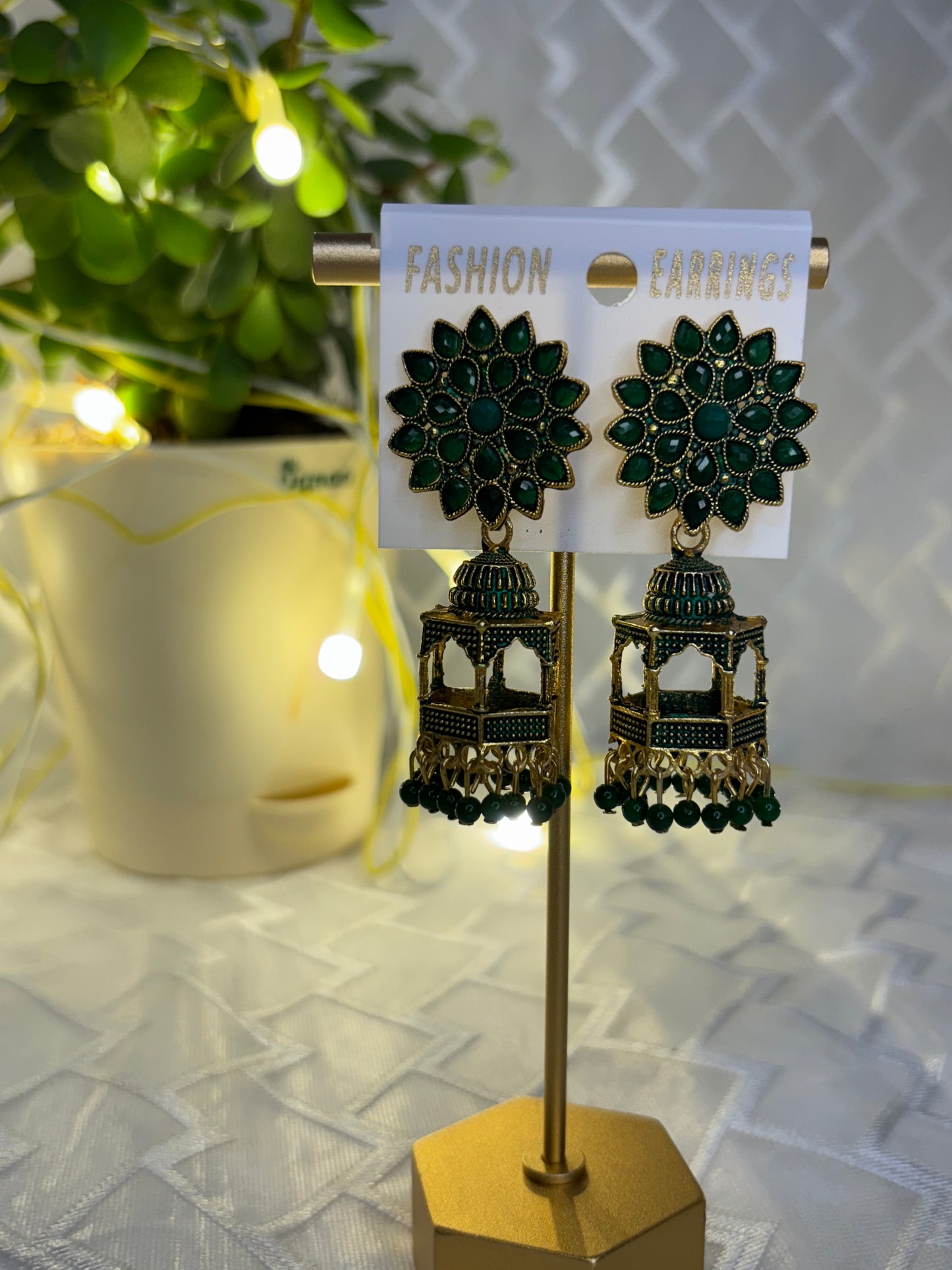 Jharoka Style Floral Jhumka