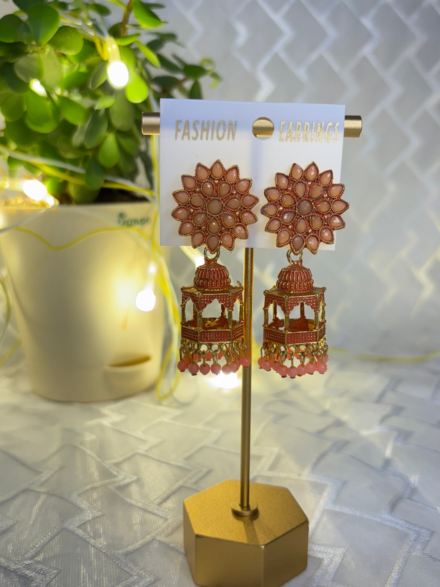 Jharoka Style Floral Jhumka