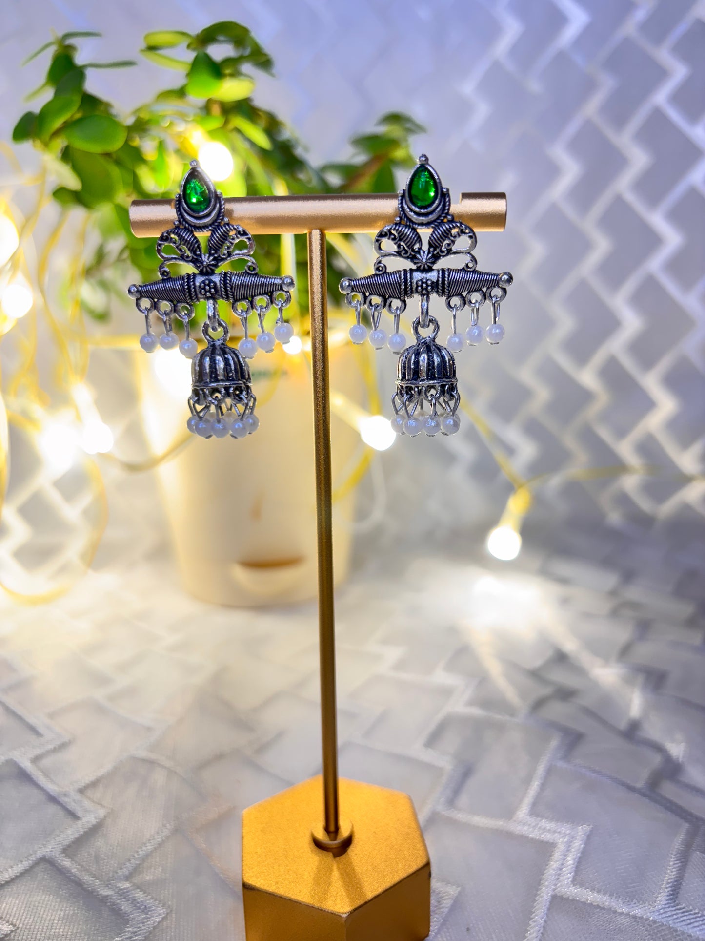 Oxidised Jhumka Earrings