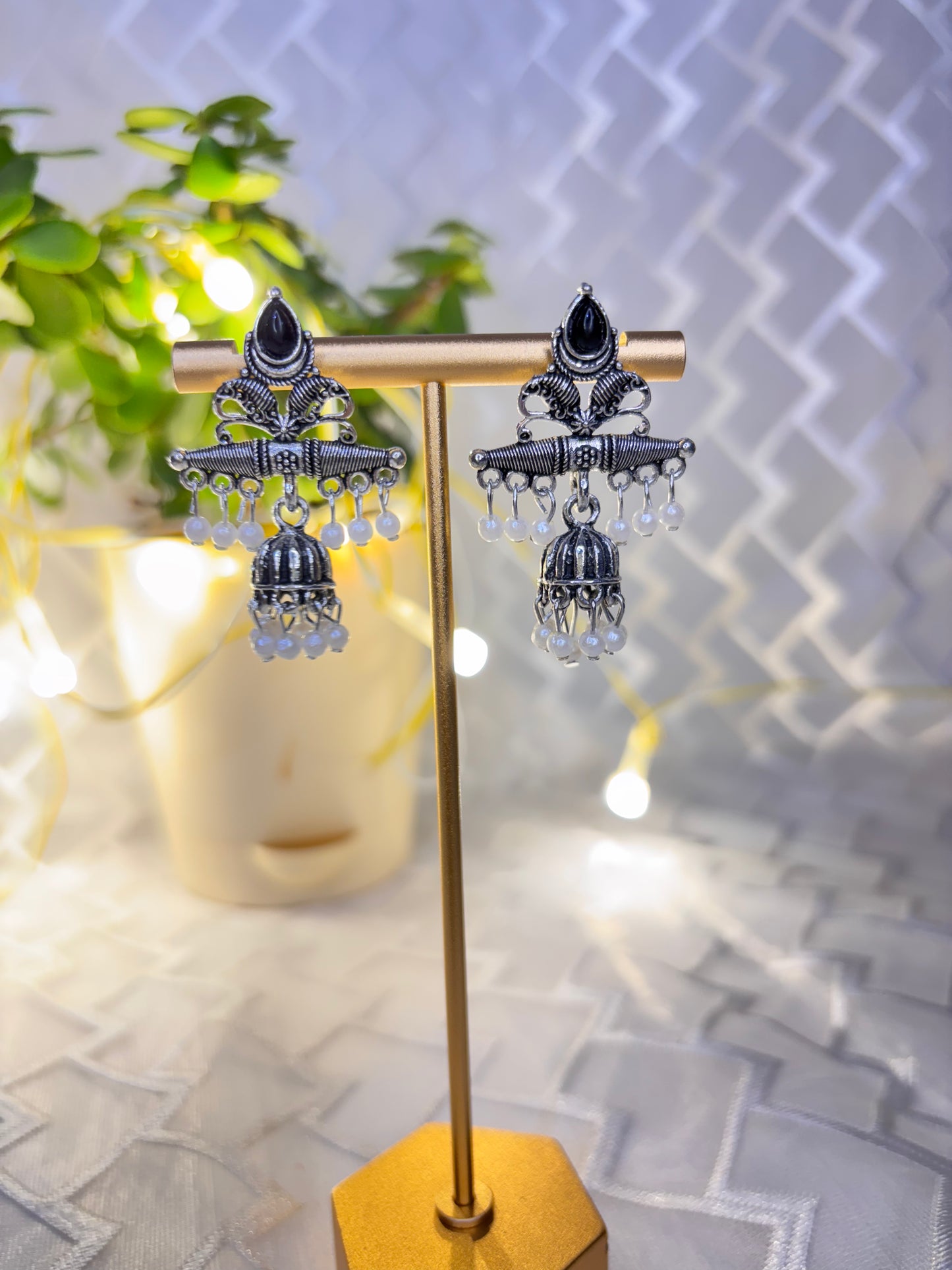 Oxidised Jhumka Earrings