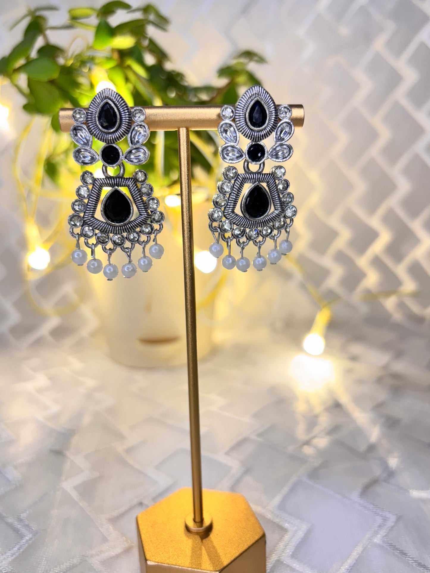 Oxidised pearl Earrings