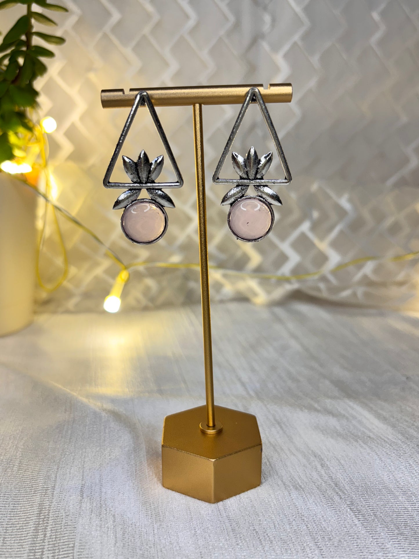Oxidised Triangular Earrings