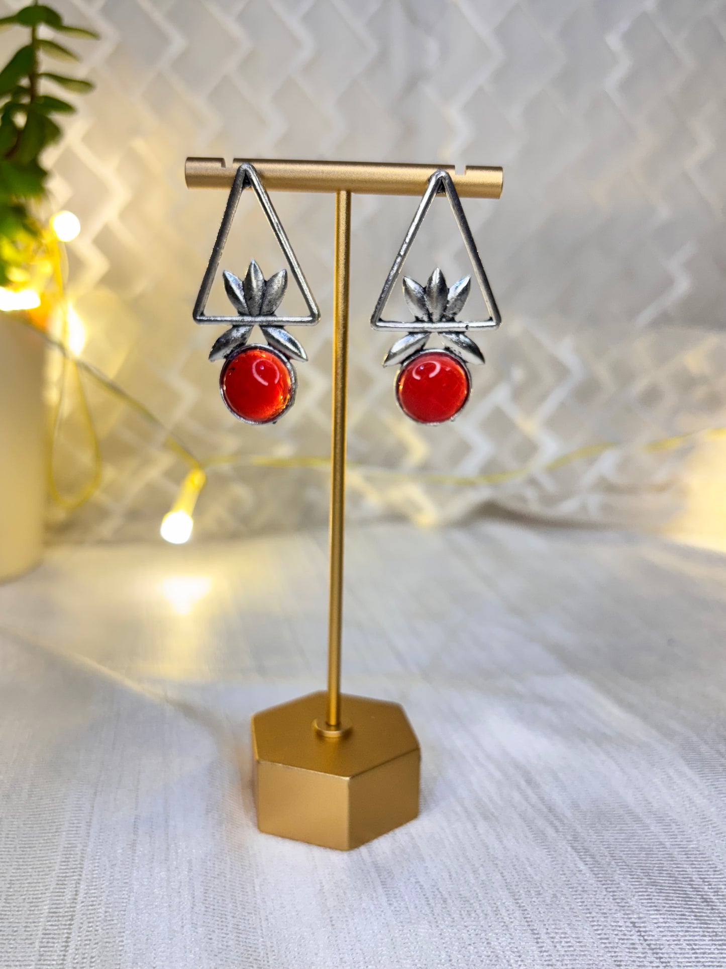 Oxidised Triangular Earrings