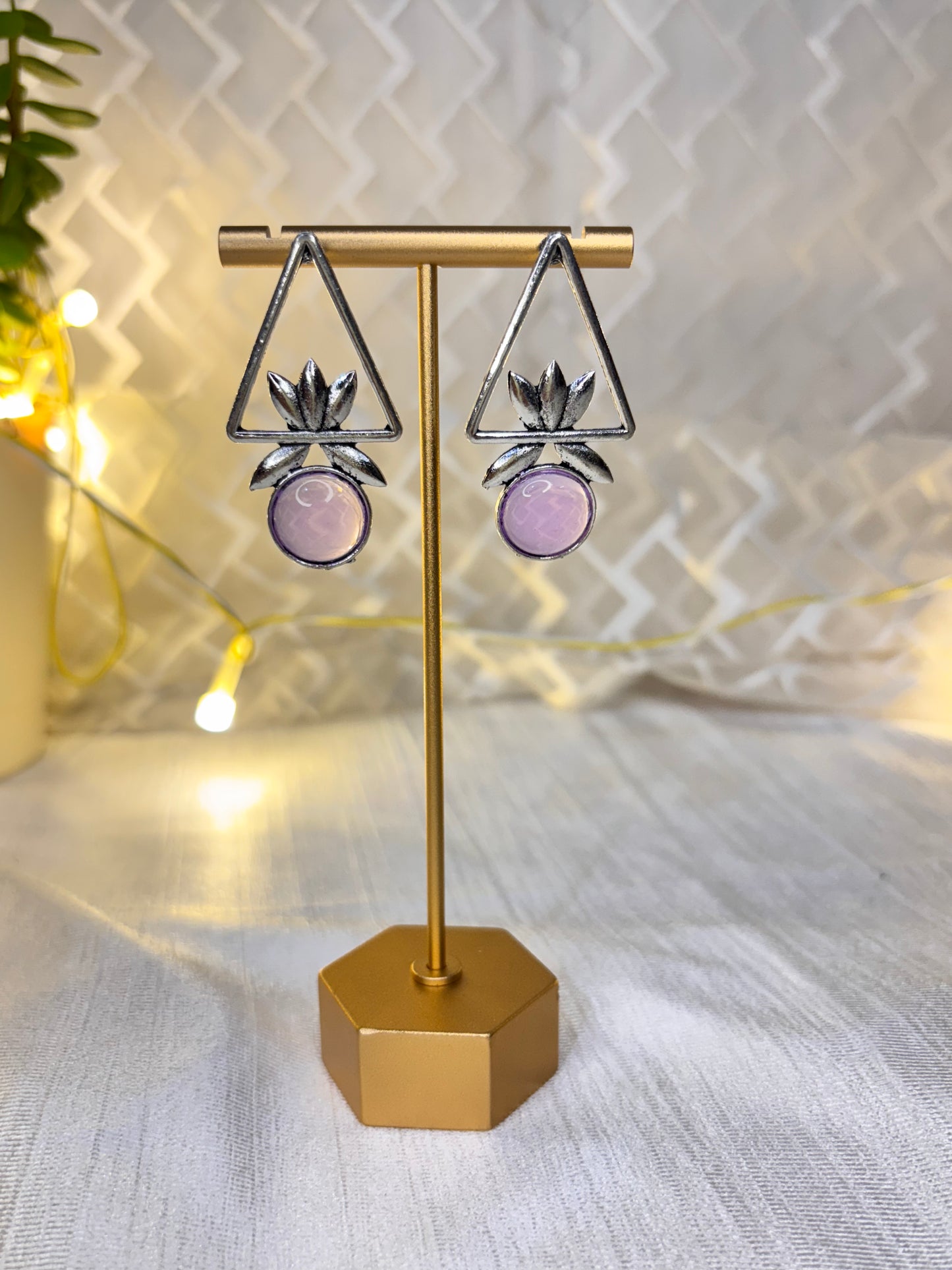 Oxidised Triangular Earrings