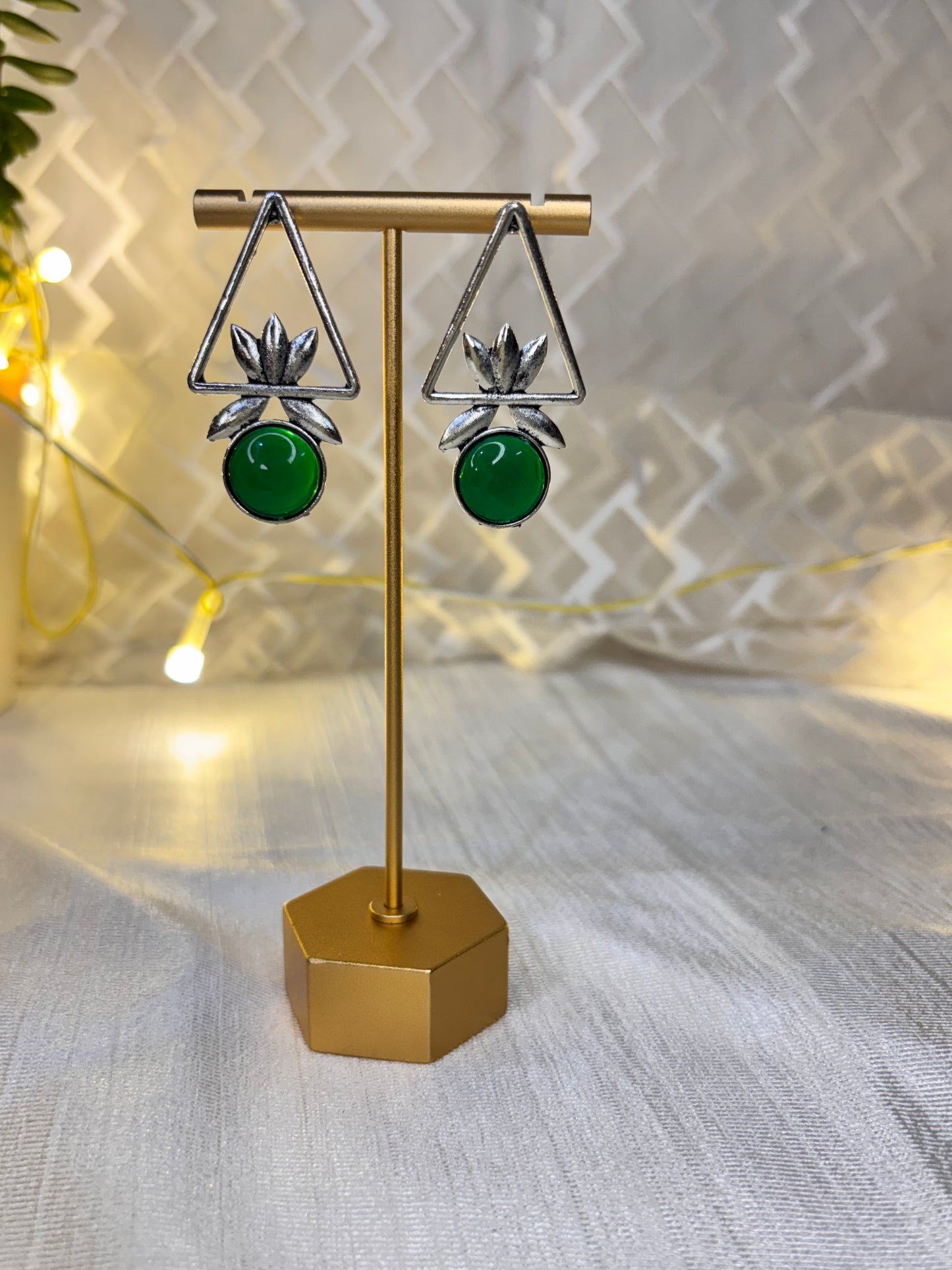 Oxidised Triangular Earrings