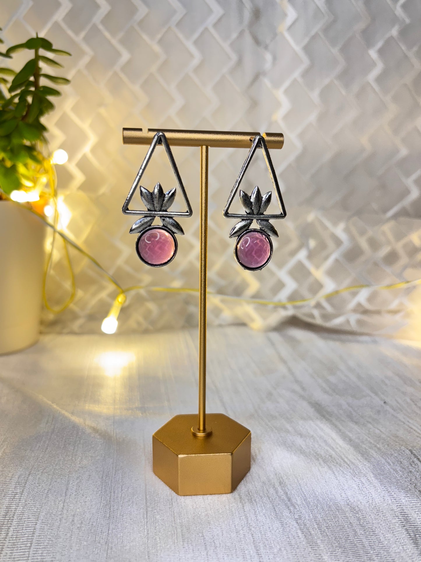 Oxidised Triangular Earrings