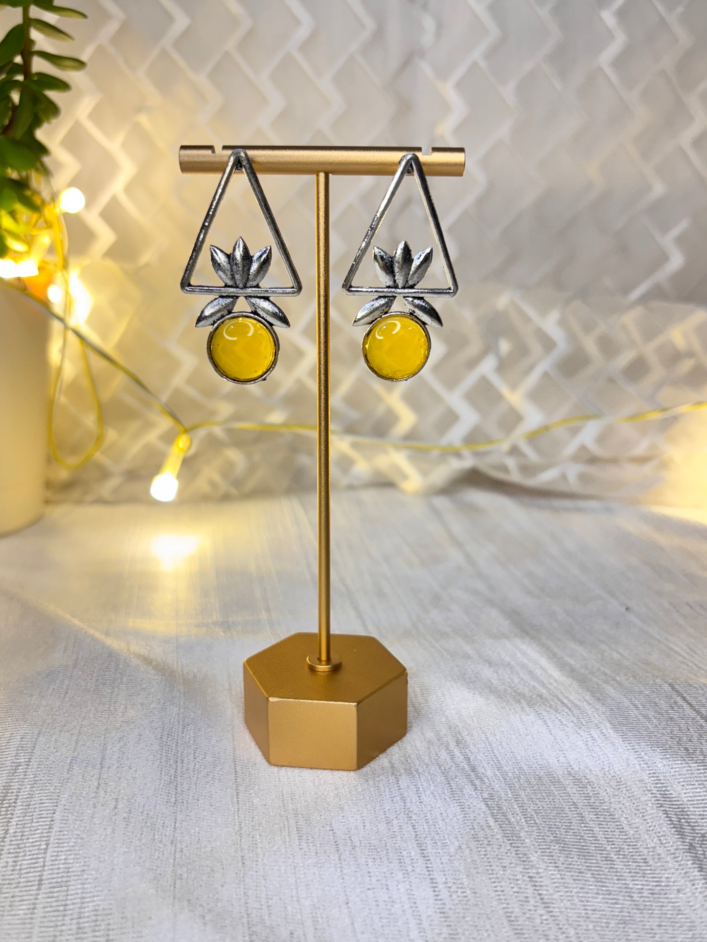 Oxidised Triangular Earrings
