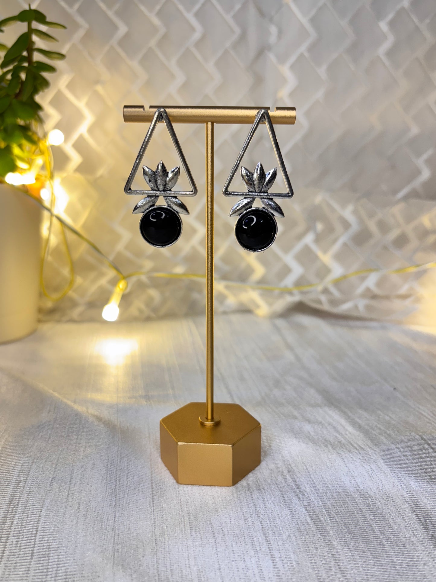 Oxidised Triangular Earrings
