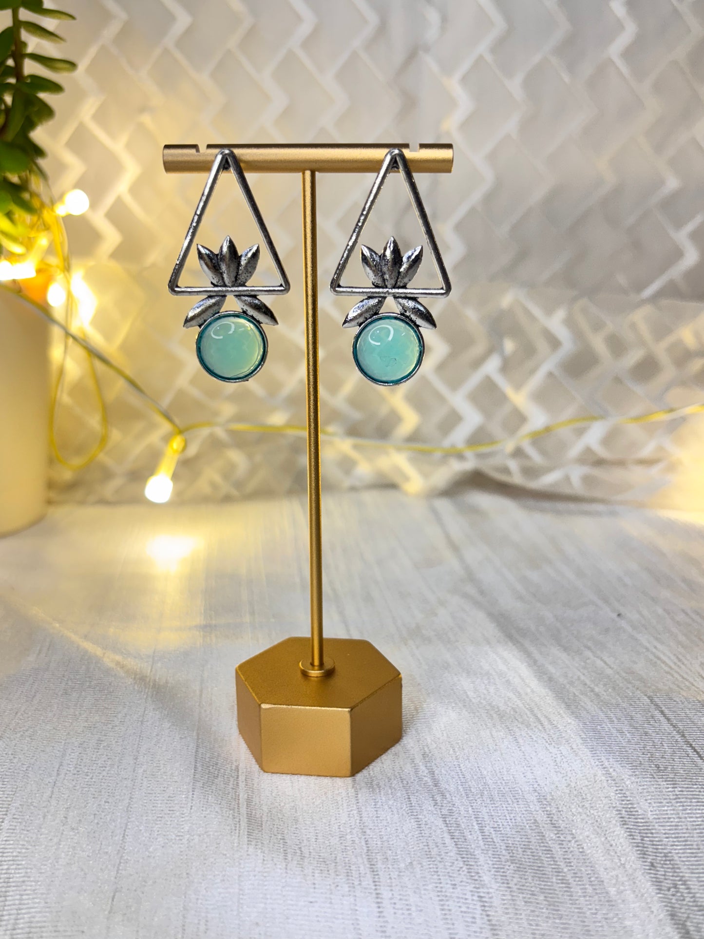 Oxidised Triangular Earrings