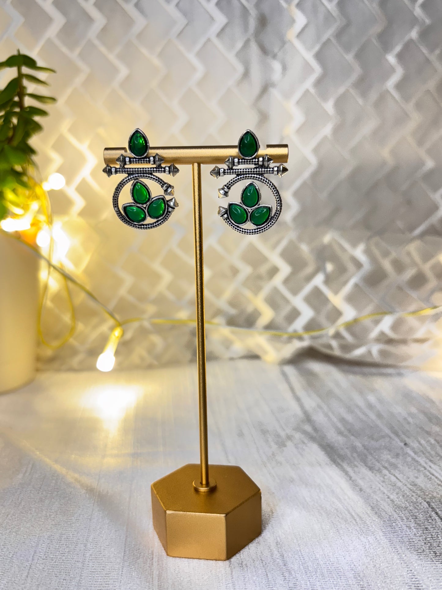 Oxidised Round Earrings