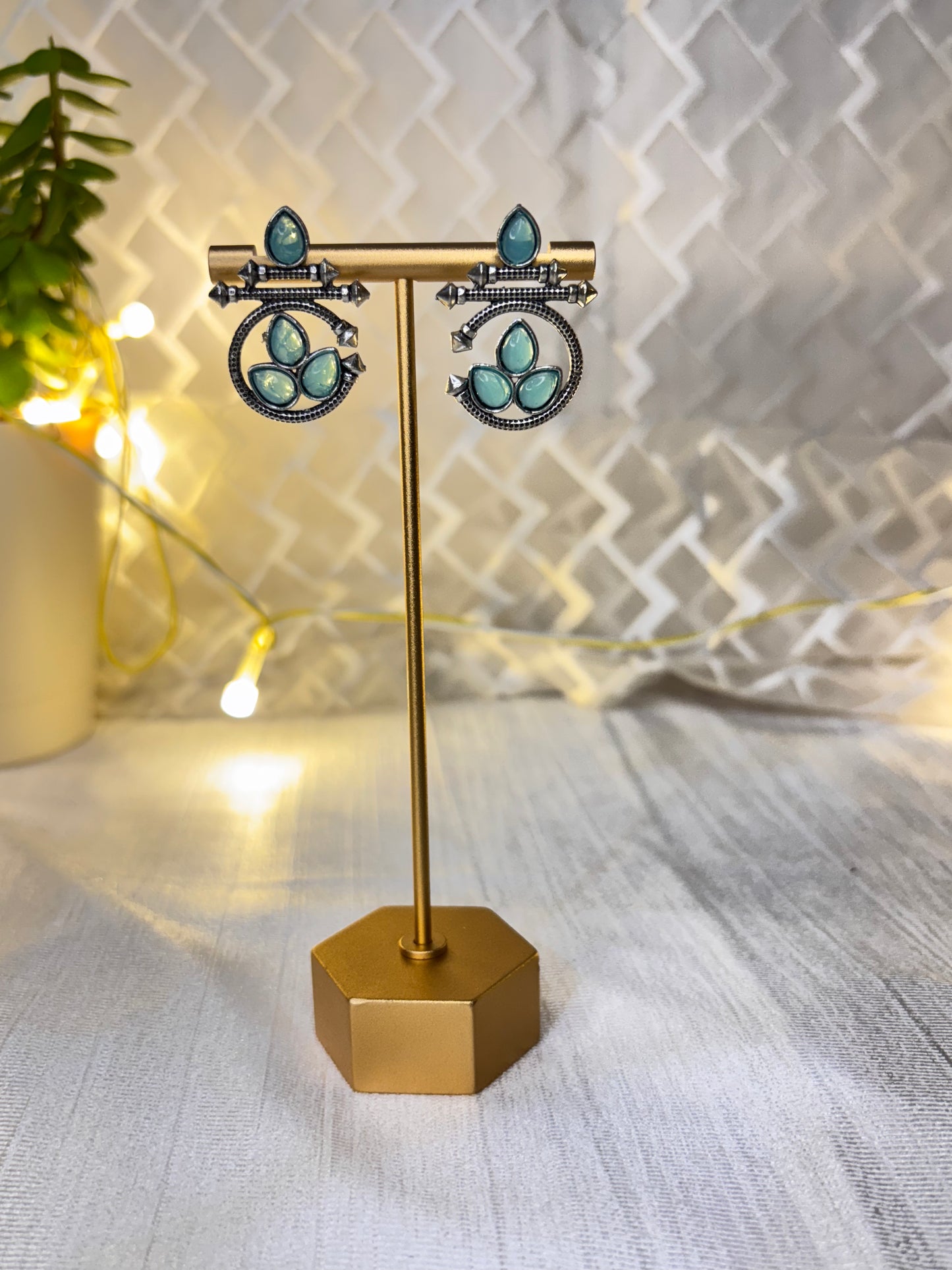 Oxidised Round Earrings