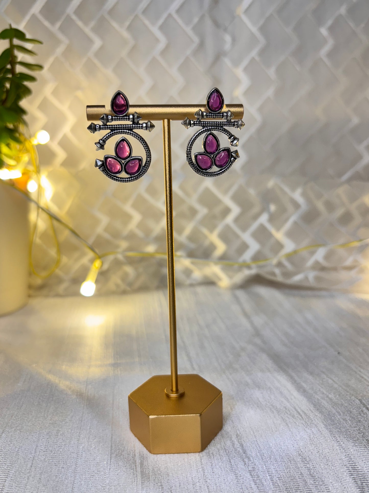 Oxidised Round Earrings