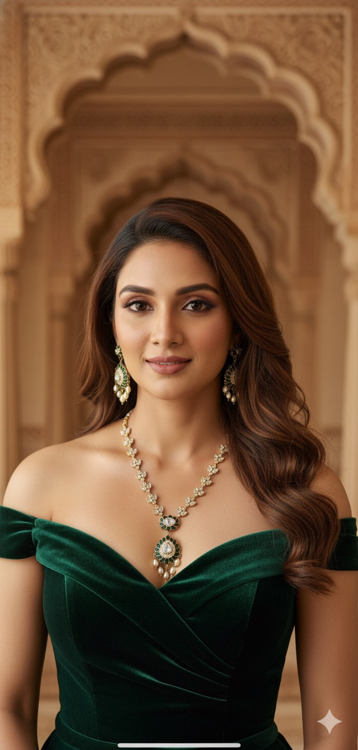 Emerald Long Kundan