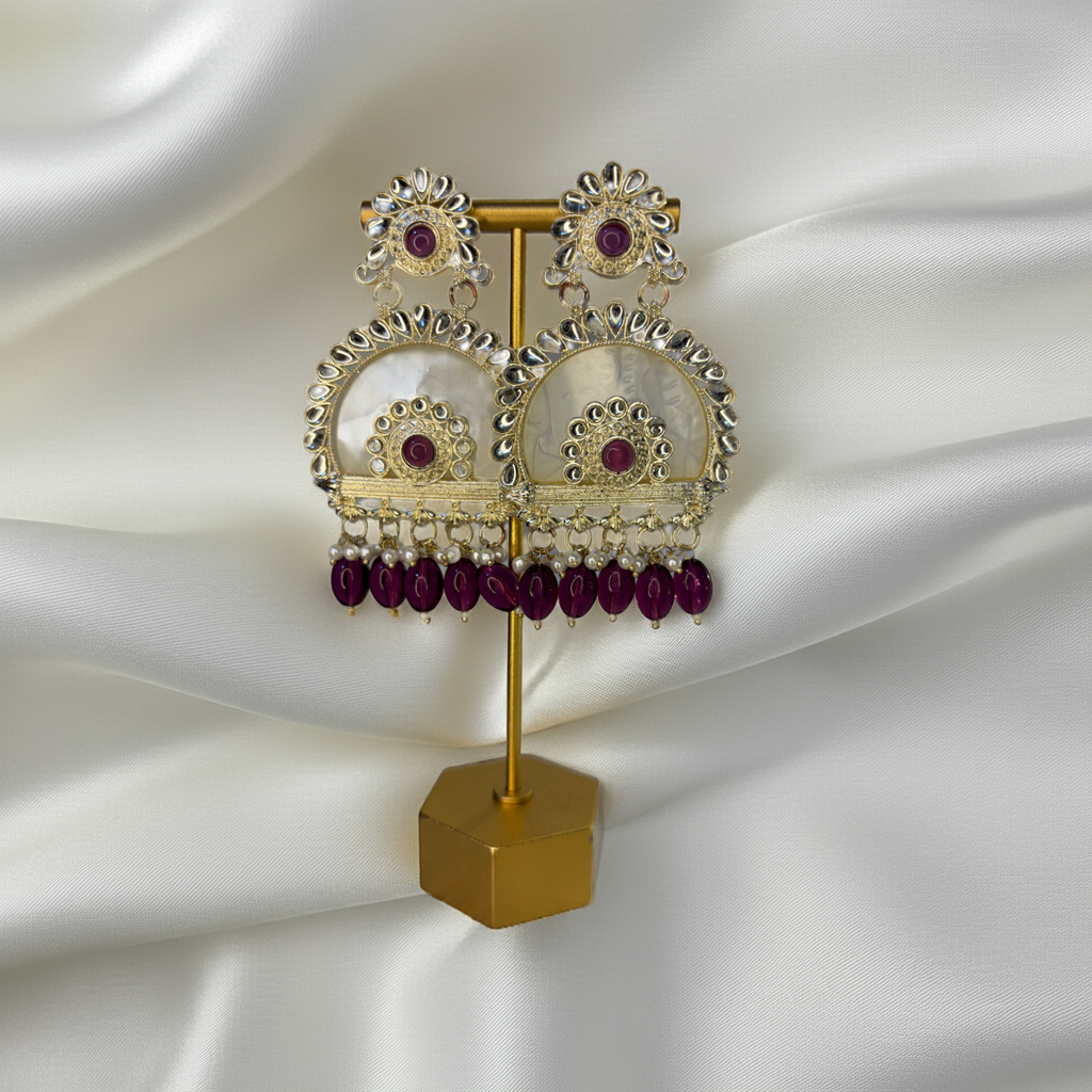 Marbled kundan chandbali