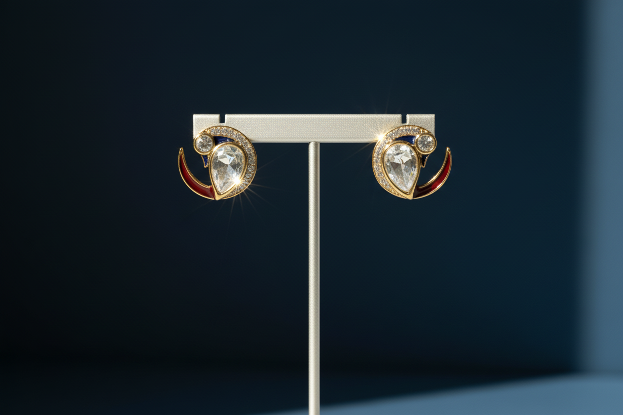 Kundan Curve Drop Studs