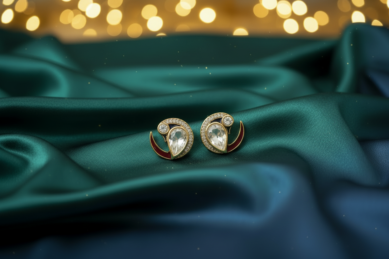 Kundan Curve Drop Studs