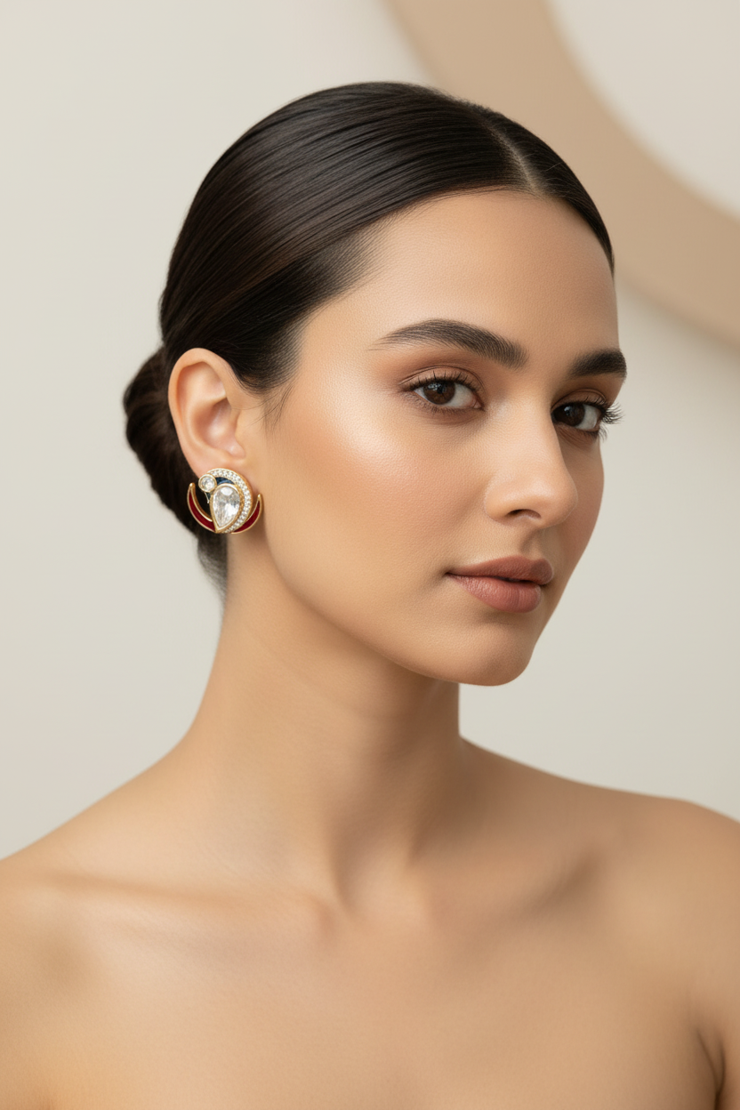 Kundan Curve Drop Studs