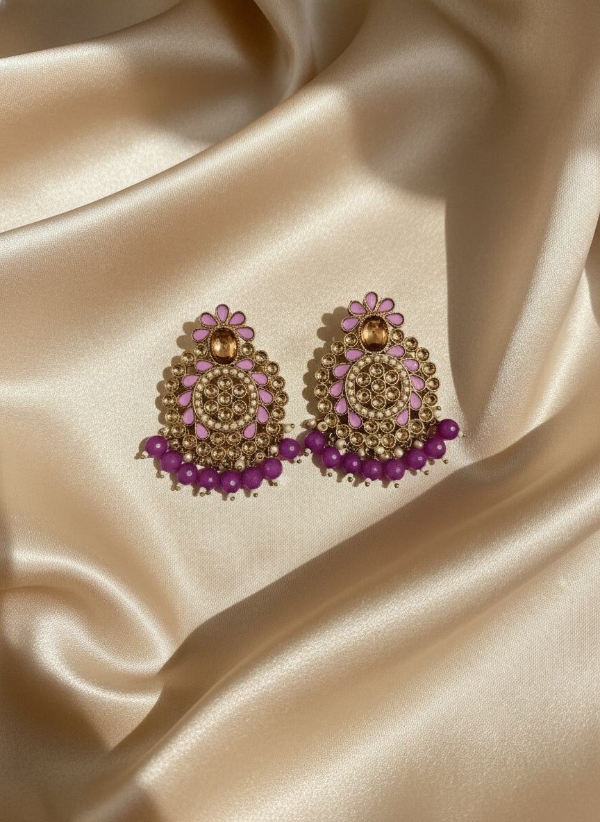Mint Bloom Kundan Chandbali