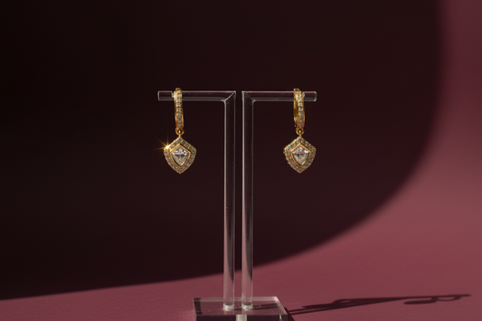 Kundan Gold Crystal Drop Earrings