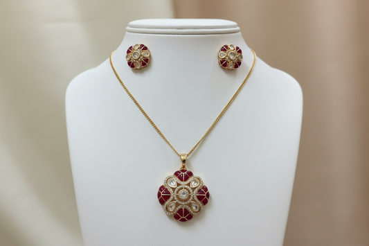 Kundan Floral Pendant Set