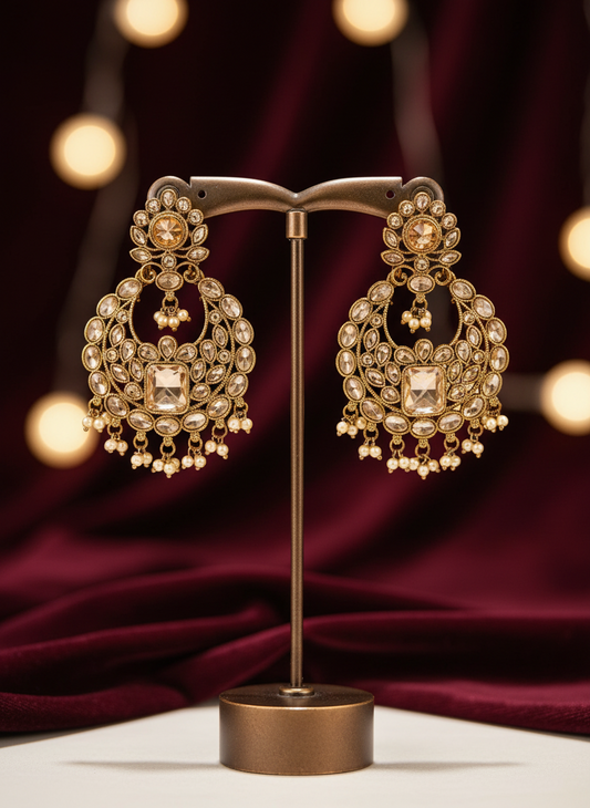 Pearl Kundan Chandbali