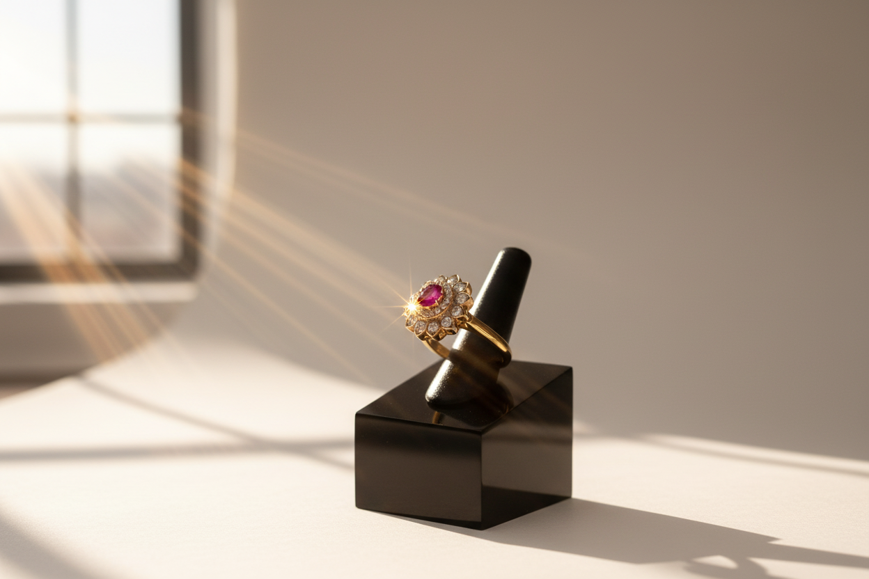 Pink Kundan Statement Floral Ring