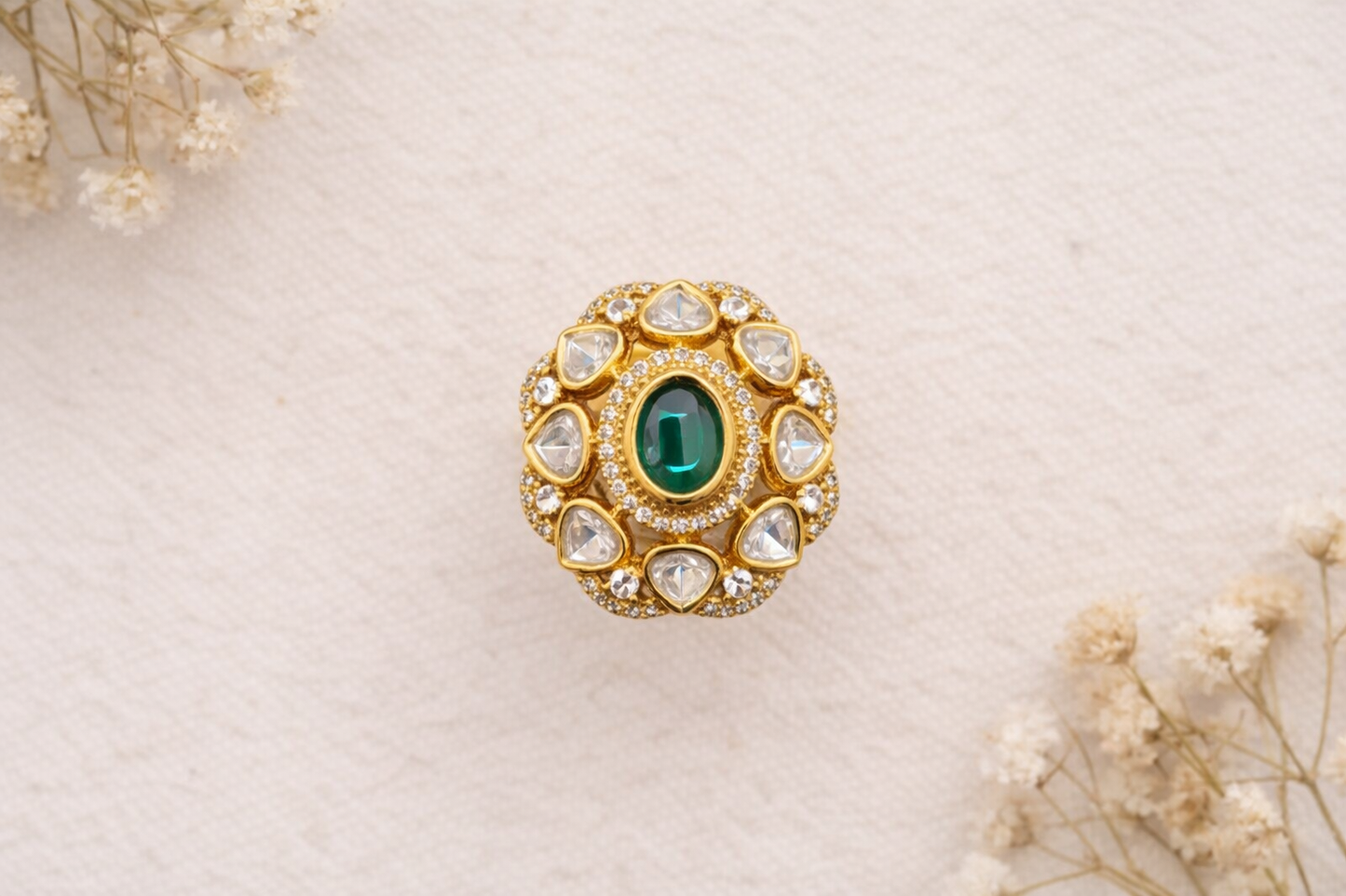 Royal Emerald Kundan Ring