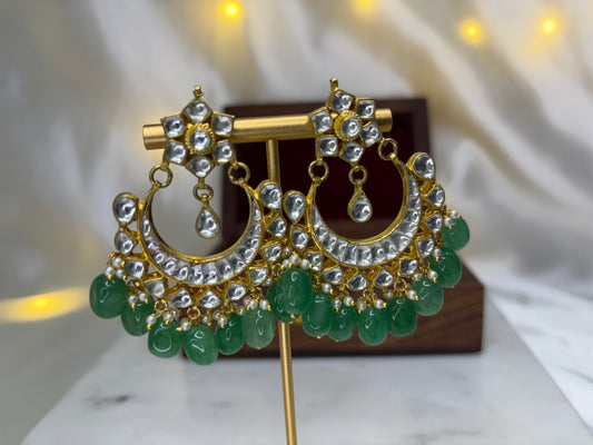 Kundan Green Chandbali